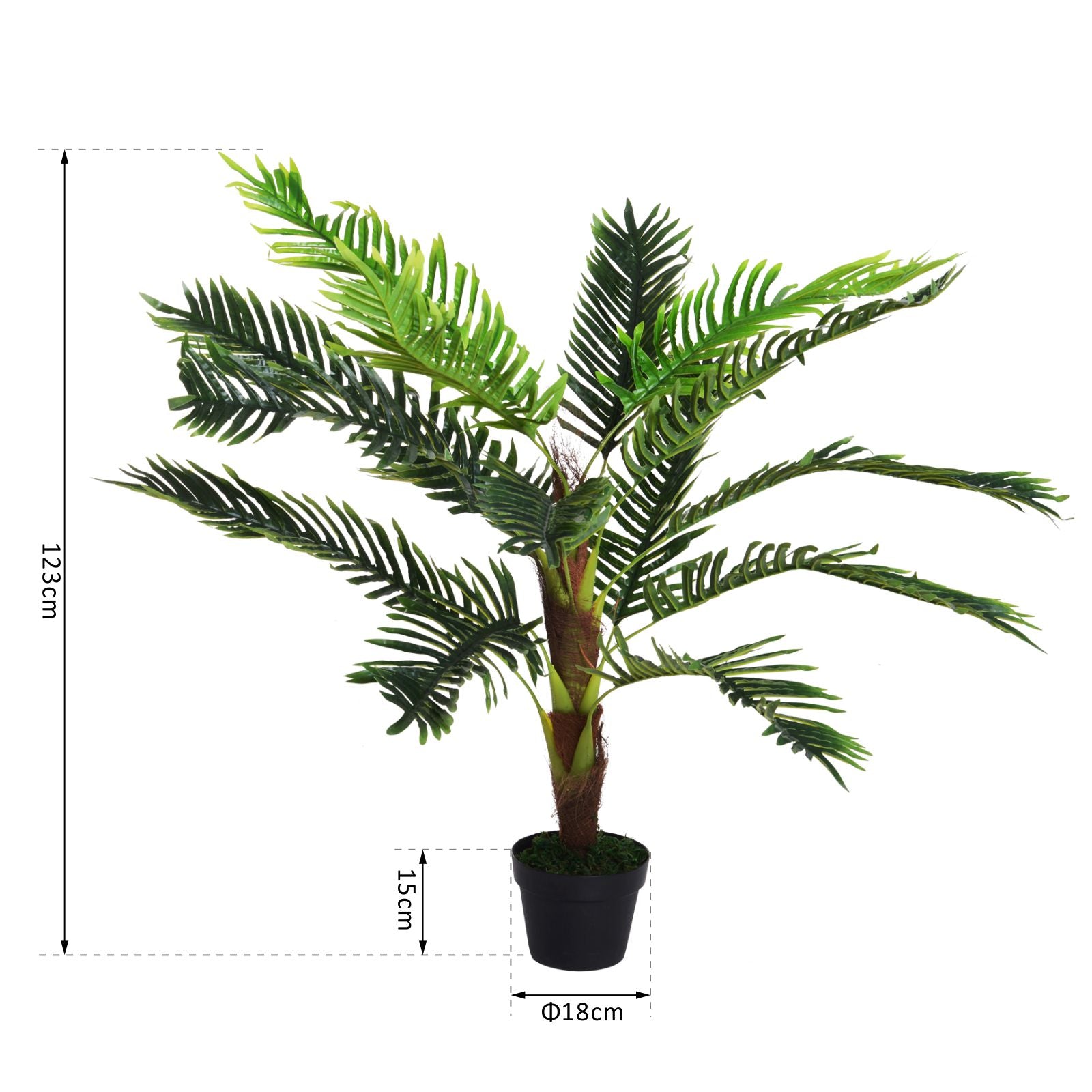 Artificial Palm Tree Height 123 cm Artificial Tree Decor Plastic Wire Pot Included Green