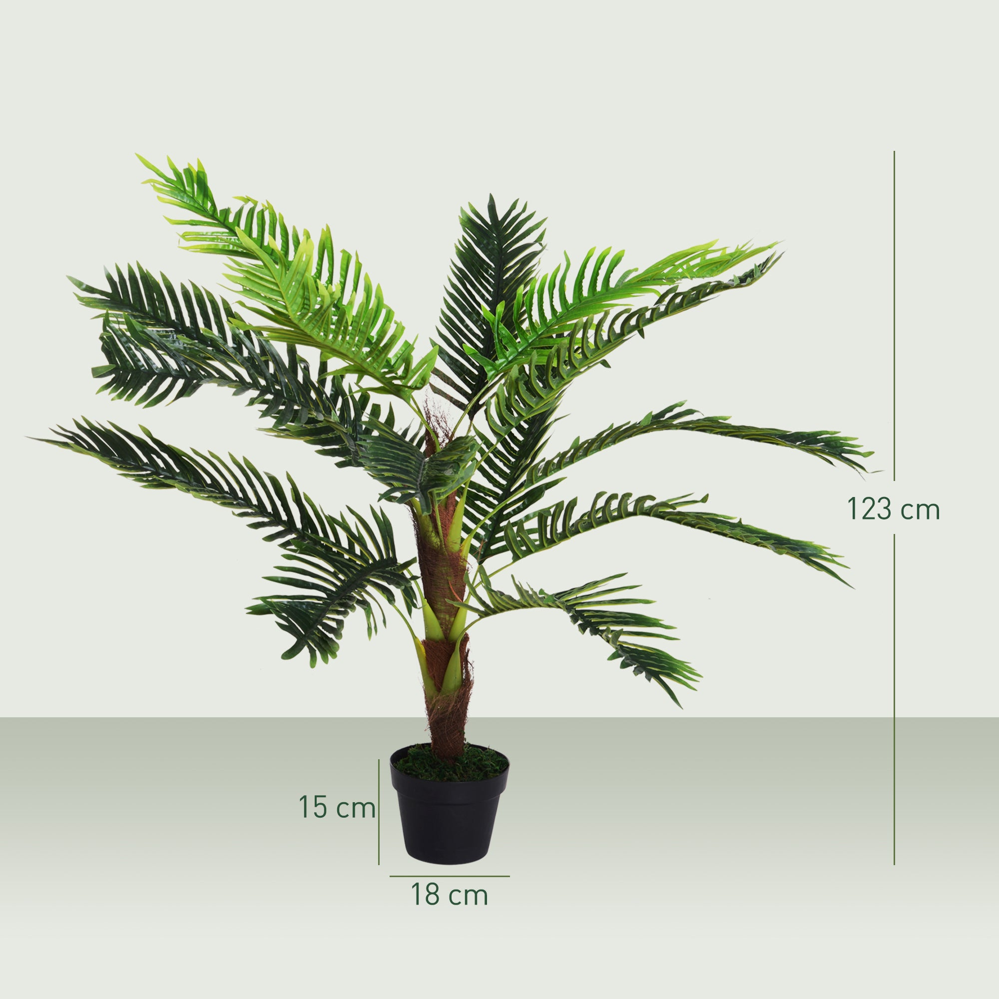 Artificial Palm Tree Height 123 cm Artificial Tree Decor Plastic Wire Pot Included Green