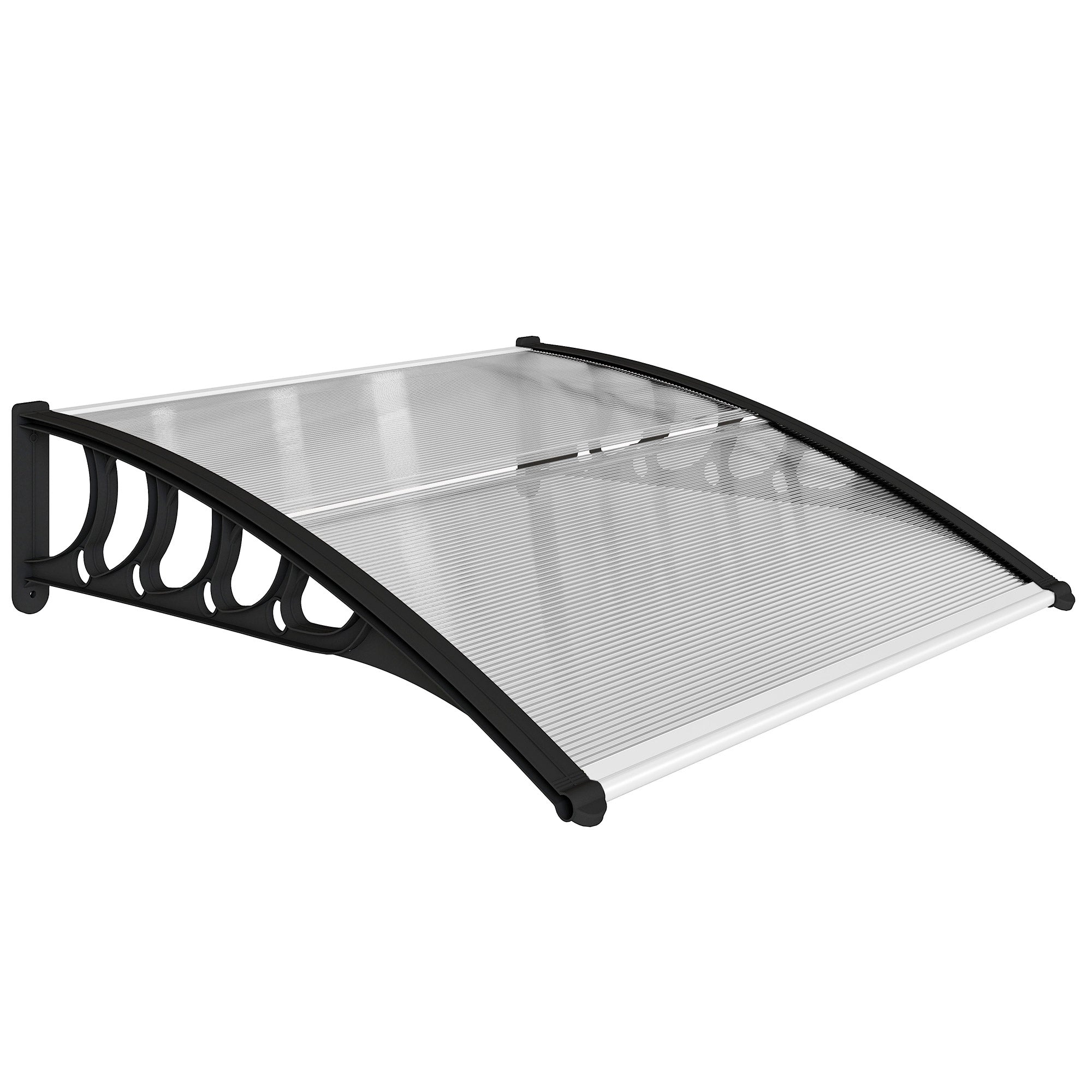 Lean-To Canopy Awning for Front Door 103 x 96.5 x 27 cm Cover with UV Protection, Rain Protection Sun Protection for Outdoor Aluminum Transparent