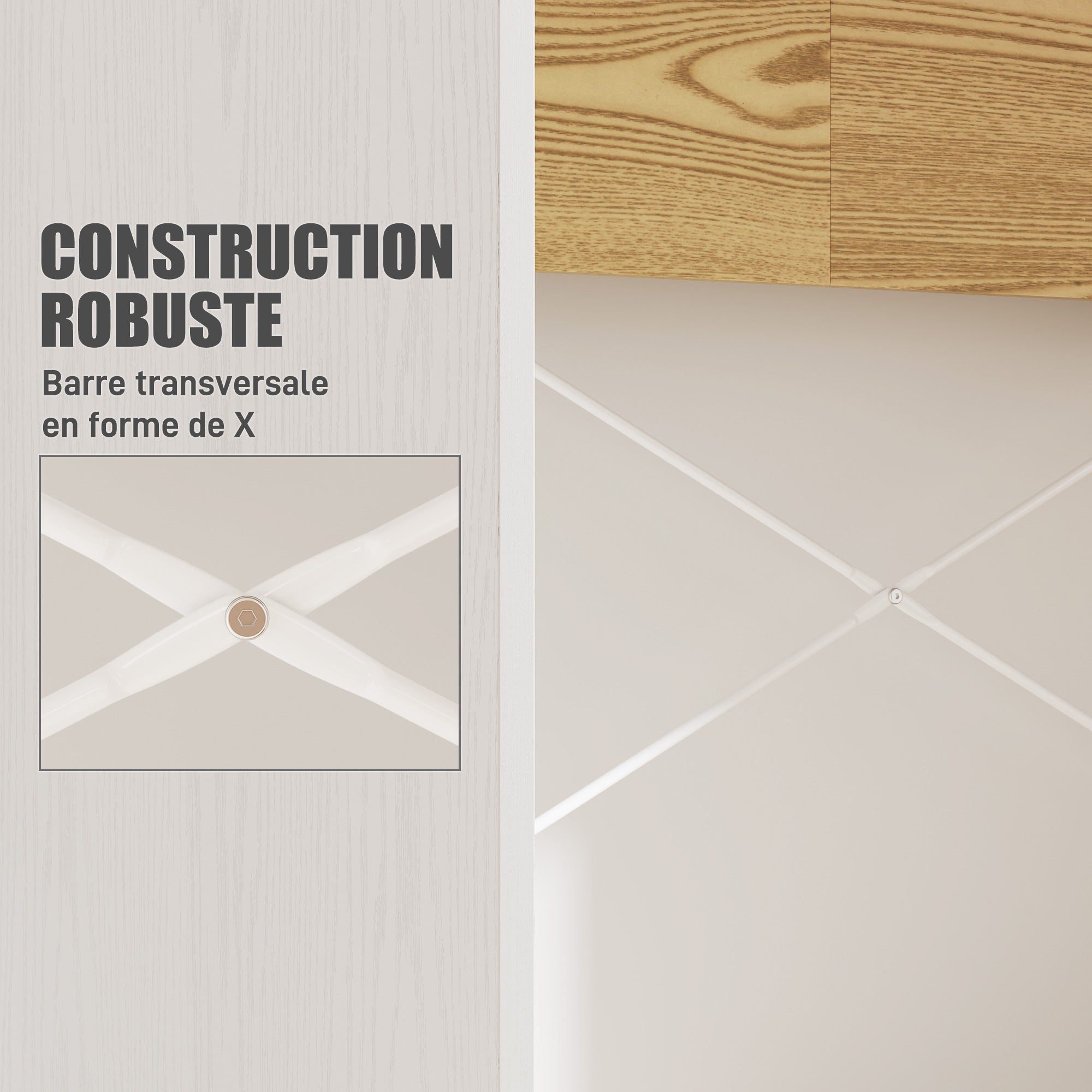 Computer Desk with Storage Table 110 x 50 cm with 2 Open Compartments and Shelf, Computer Desk for Bedroom, Small Spaces, White and Natural