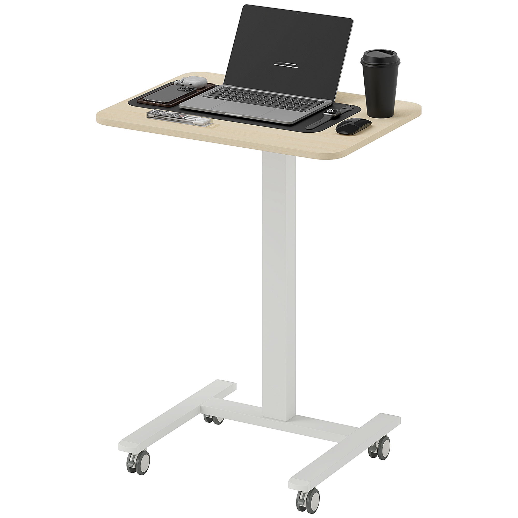 Height-Adjustable Standing Laptop Desk, Hand Crank 26.8–42.5" (68–108 cm) — Yellow