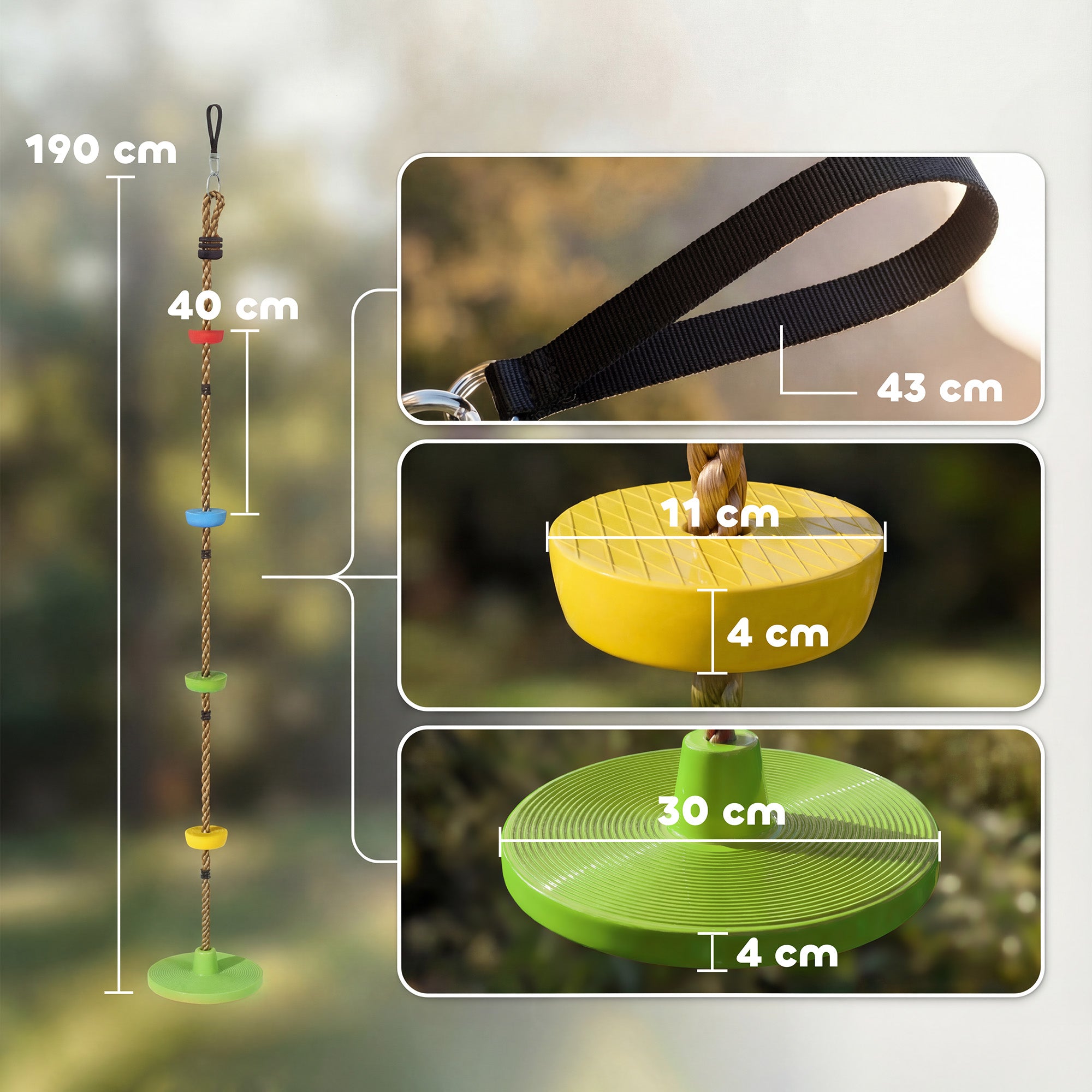 Ninja Line Kids Slackline Set with Swing & Platforms — Outdoor Playset Gear for Ages 3–8, Green