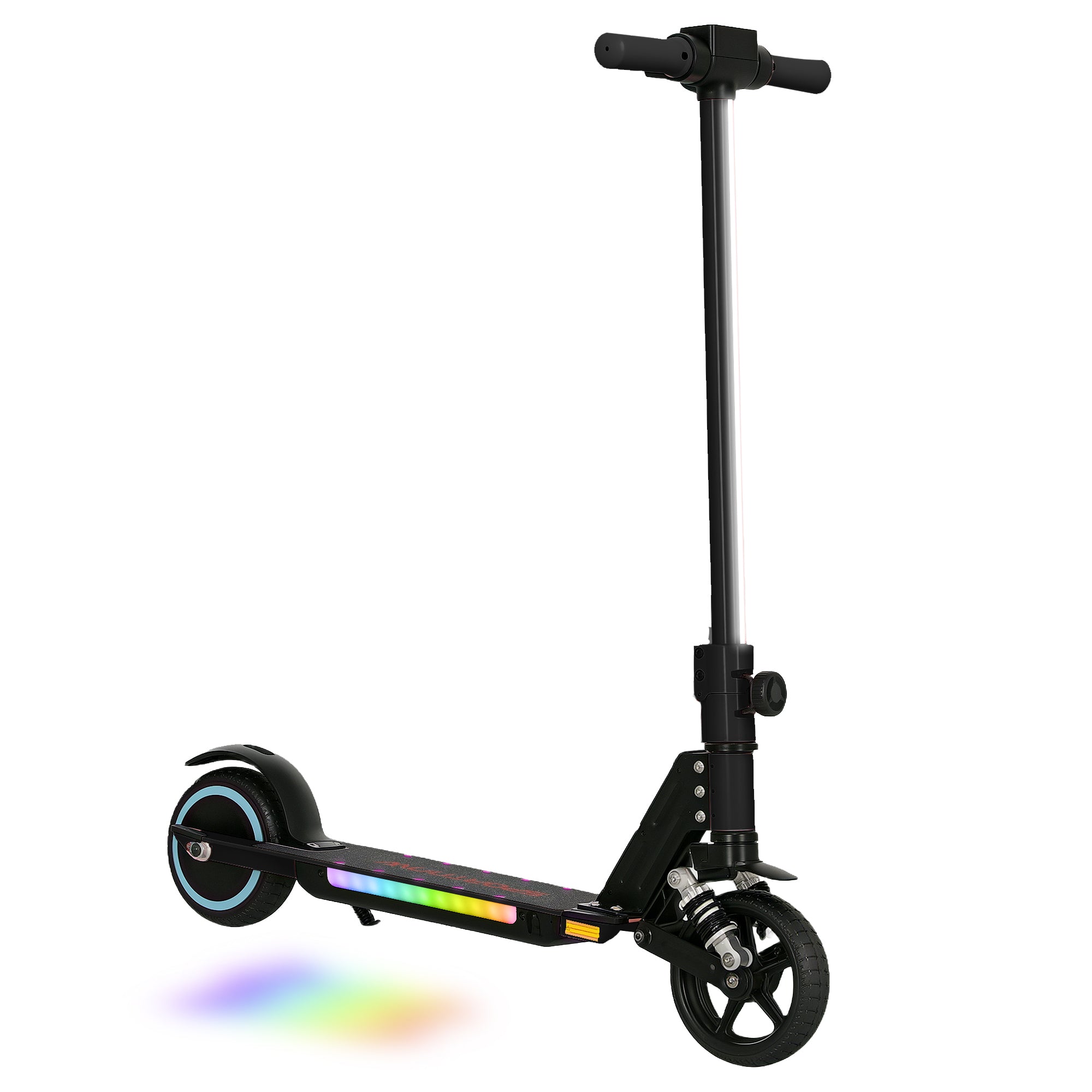 SPORTNOW Electric Scooter for Kids 6-14 Years Old, Foldable Electric Scooter for Kids, Max Speed 14 km/h Range of 6 km with Dual Brake, Colored Lights, Aluminum, Black