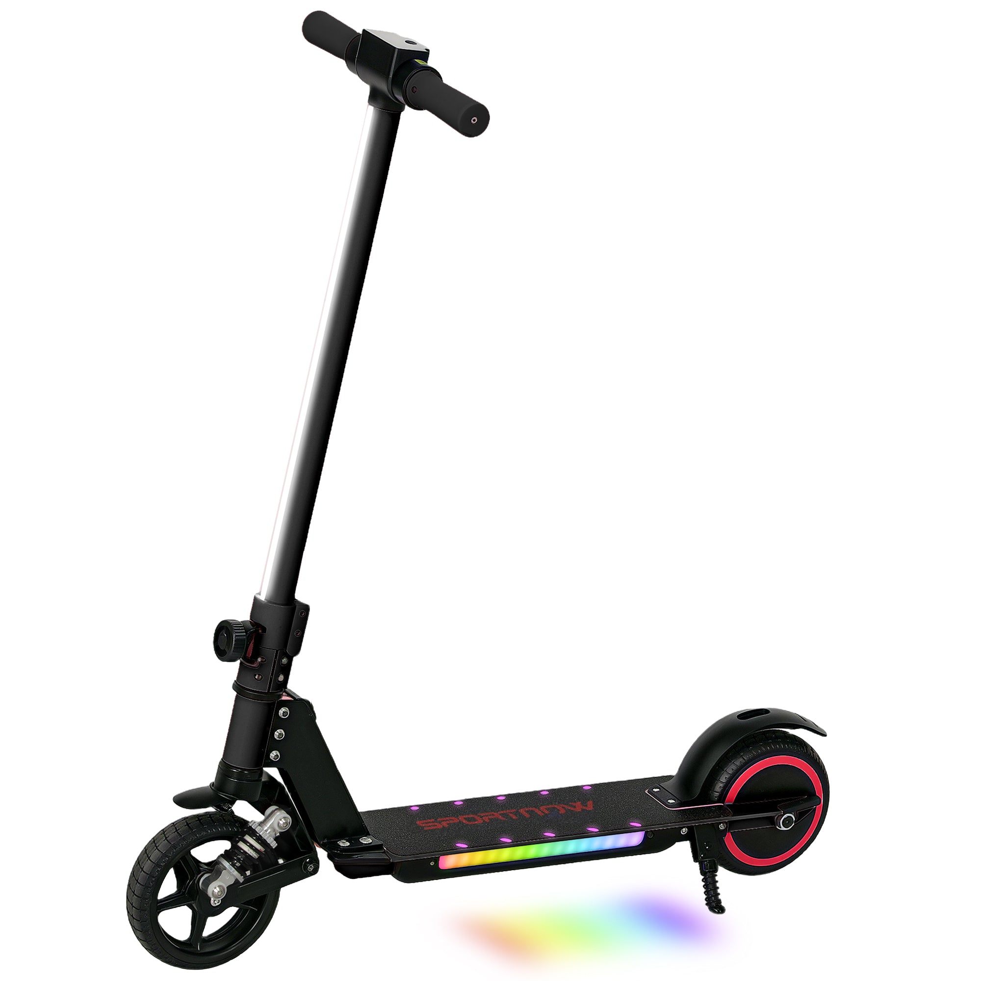 SPORTNOW Electric Scooter for Kids 6-14 Years Old, Foldable Electric Scooter for Kids, Max Speed 14 km/h Range of 6 km with Dual Brake, Colored Lights, Aluminum, Black