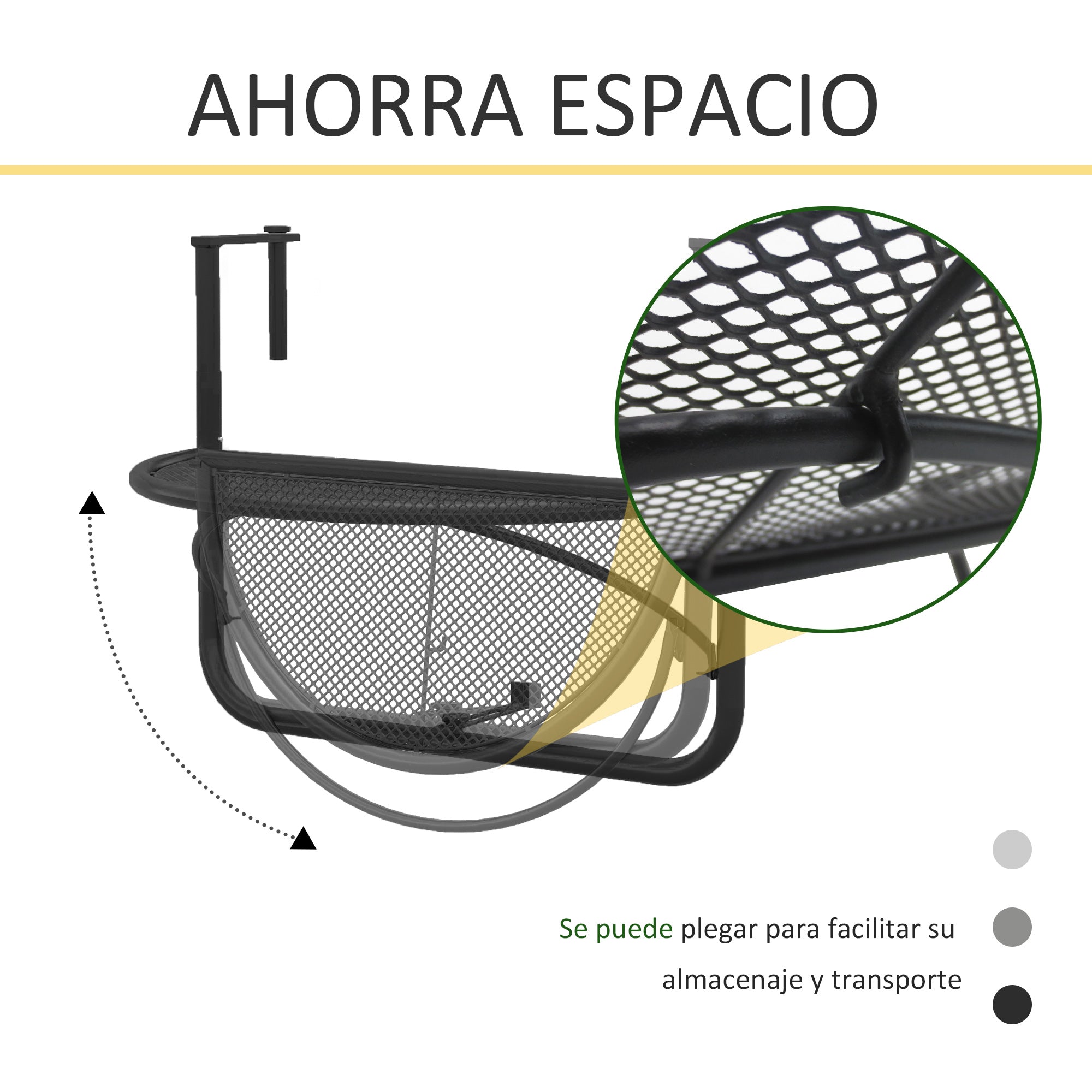 Semicircular Balcony Hanging Table 60x45x50 cm Adjustable in Height Simple and Convenient for Balcony Railing Terrace Patio