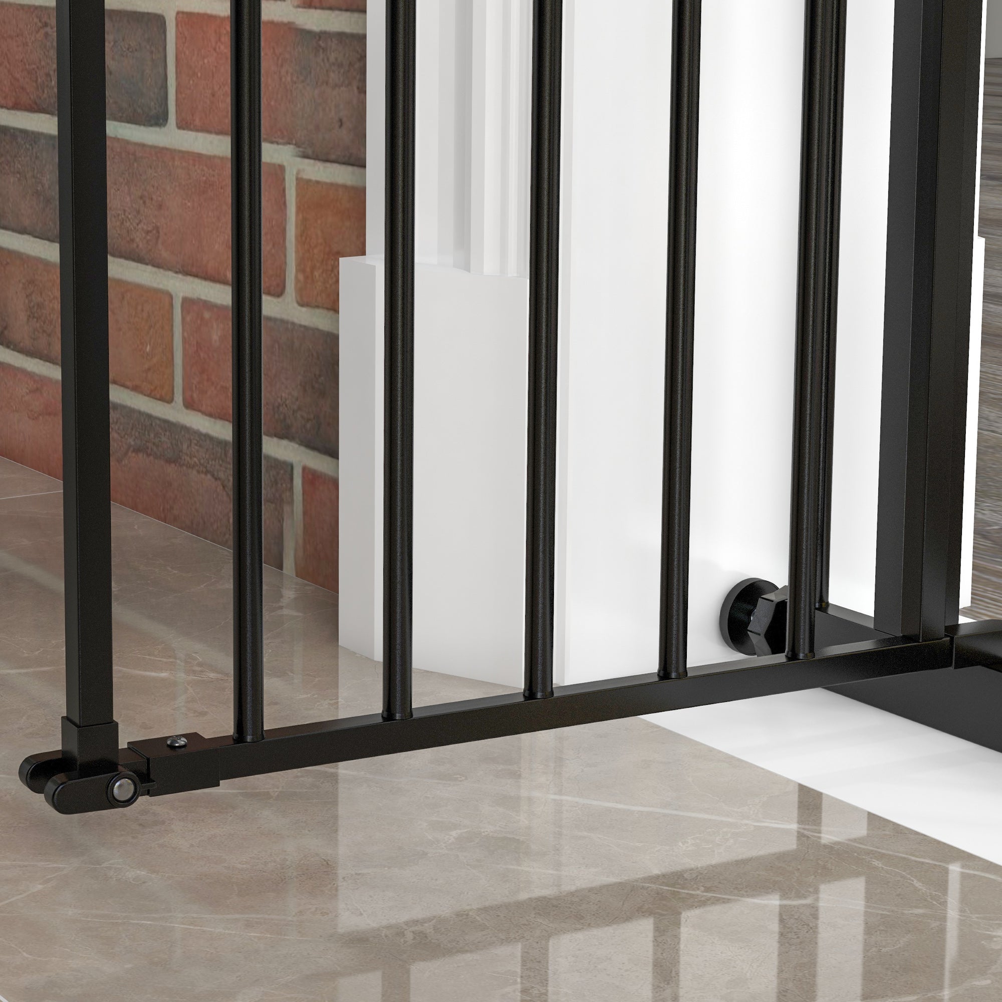 Door Safety Gate Stair Safety Gate with 14 cm Extension Door Gate without Drilling Staircase Gate for Widths 74-94 cm Swivelable on Both Sides Metal Black