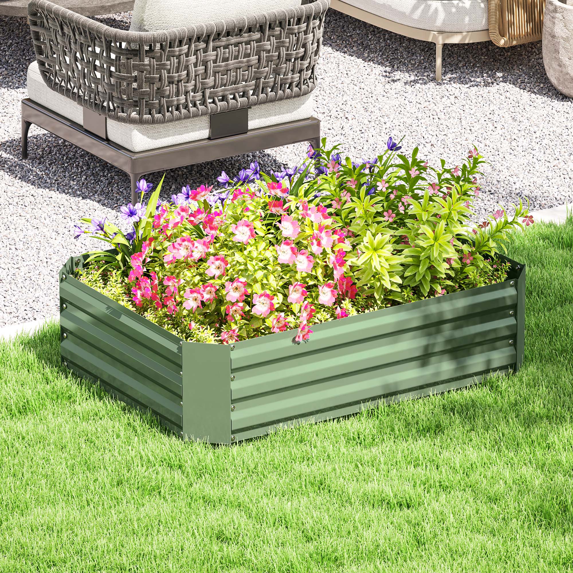 Raised Garden Bed from Steel, Planting Bed Cold Frame Garden Bed Flower Box stackable, Planting Box Vegetable Bed 120x90x30cm for Garden Balcony, Plant Pot for Flowers, Plants, Vegetables