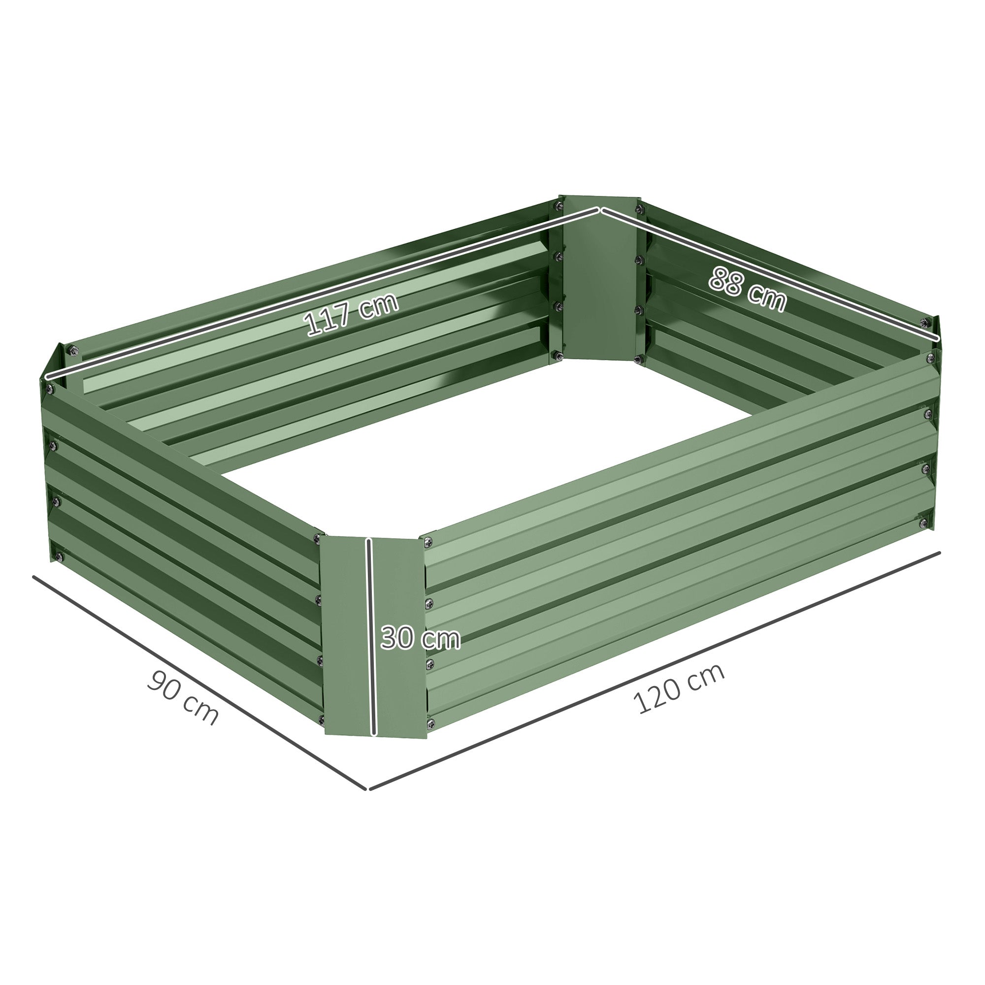 Raised Garden Bed from Steel, Planting Bed Cold Frame Garden Bed Flower Box stackable, Planting Box Vegetable Bed 120x90x30cm for Garden Balcony, Plant Pot for Flowers, Plants, Vegetables