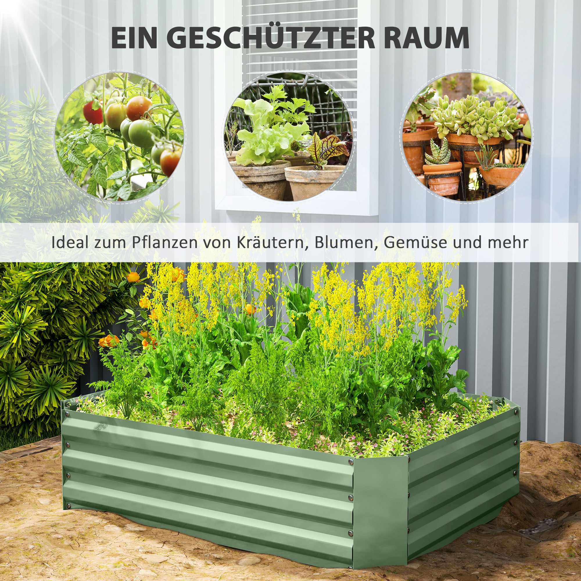 Raised Garden Bed from Steel, Planting Bed Cold Frame Garden Bed Flower Box stackable, Planting Box Vegetable Bed 120x90x30cm for Garden Balcony, Plant Pot for Flowers, Plants, Vegetables