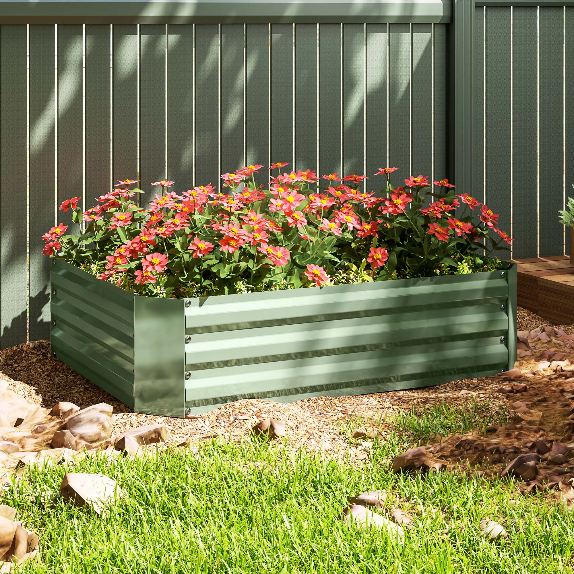 Raised Garden Bed from Steel, Planting Bed Cold Frame Garden Bed Flower Box stackable, Planting Box Vegetable Bed 120x90x30cm for Garden Balcony, Plant Pot for Flowers, Plants, Vegetables