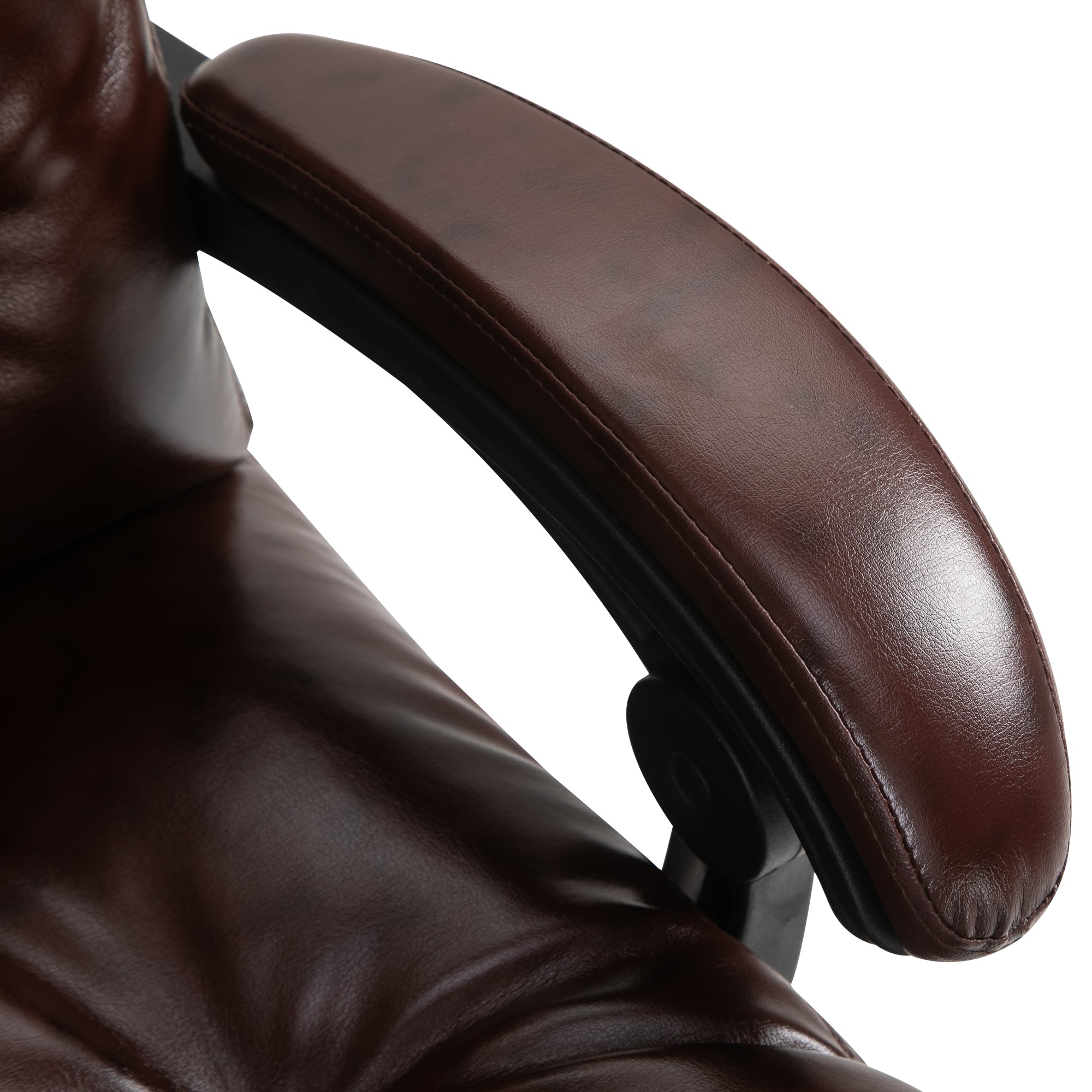 Ergonomic Executive Office Chair in Faux Leather, Swivel Office Chair with Adjustable Height, Reclining 135°, and Retractable Footrest for Study and Desk, Brown