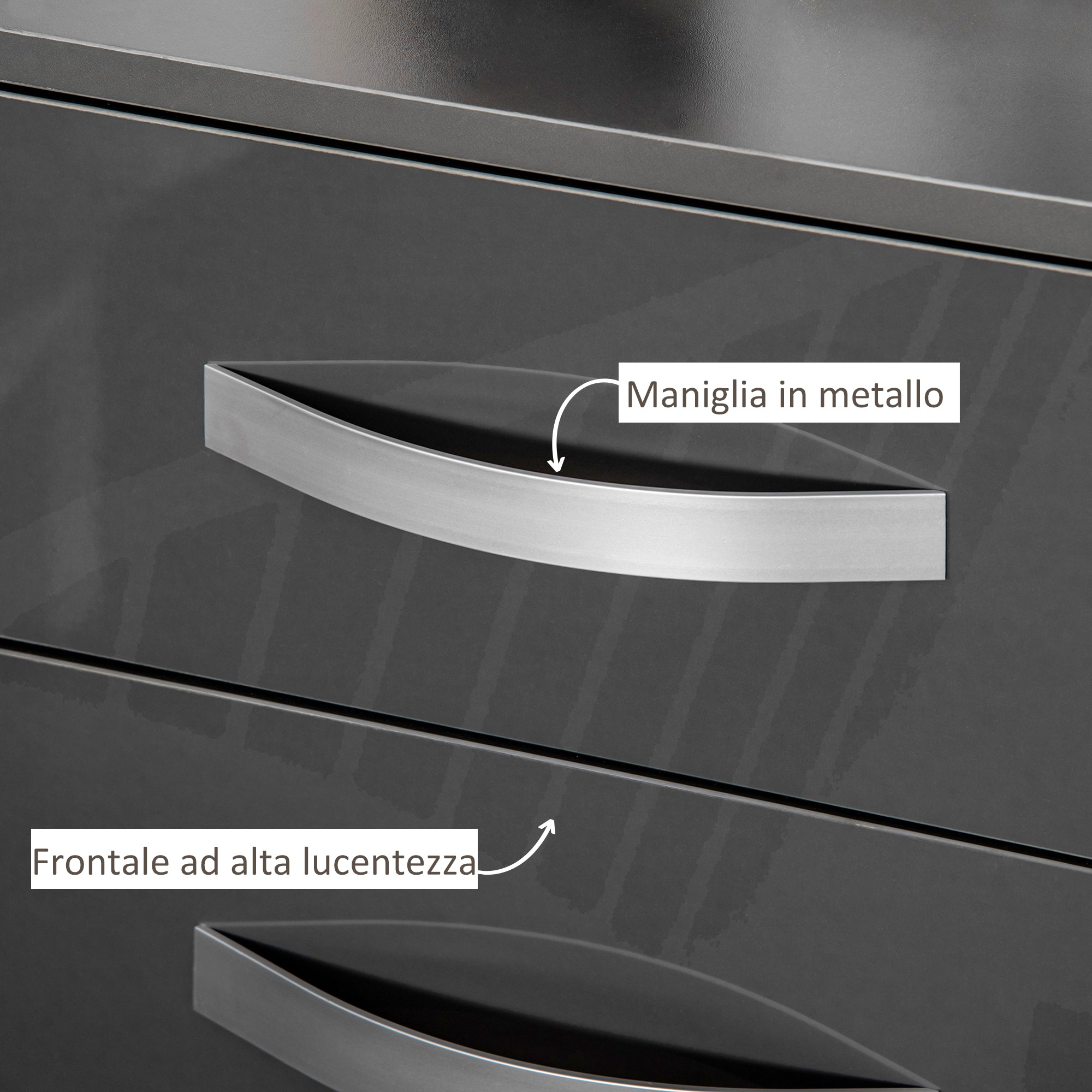 Bedside Table Modern, Set of 2 with 3 Drawers for Bedroom and Living Room made of MDF, 40x36x56cm, Gray