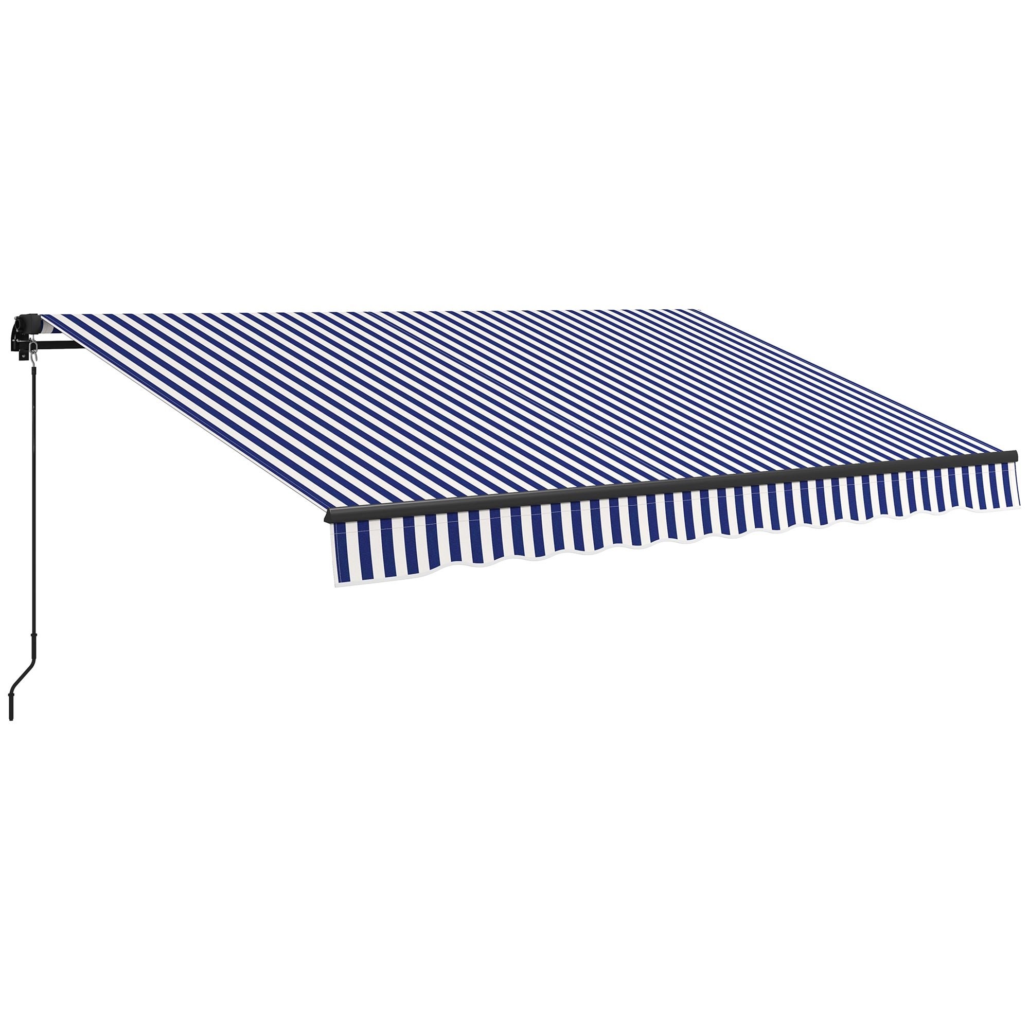 Retractable Awning with Hand Crank, 350 x 300 cm, UV30+ Sun Shade Patio Awning, Adjustable Angle 45-85°, Balcony Awning with Waterproof Coating, Wall-Mounted, Blue+White