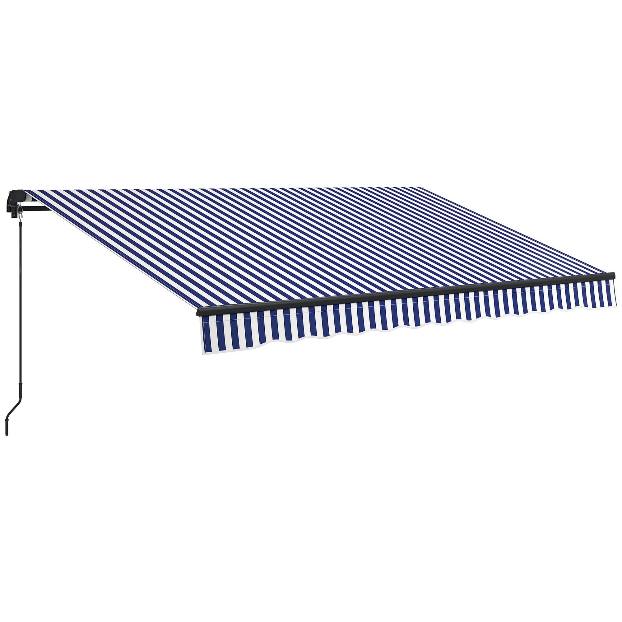 Retractable Awning with Hand Crank, 350 x 300 cm, UV30+ Sun Shade Patio Awning, Adjustable Angle 45-85°, Balcony Awning with Waterproof Coating, Wall-Mounted, Blue+White