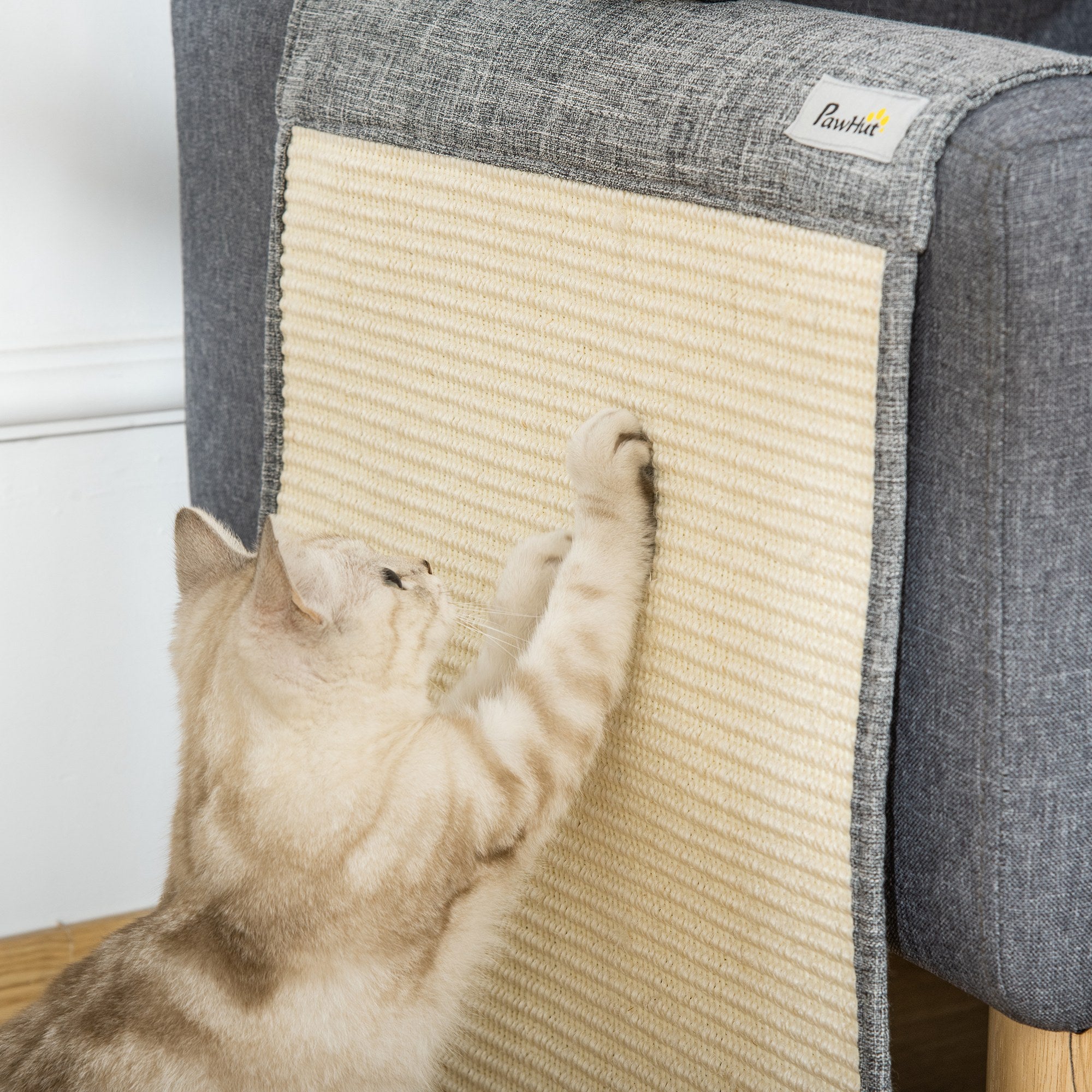 2-Pack Scratching Mat Sofa Scratch Guard Sisal Scratch Carpet for Cat Armchair Couch Cat Scratch Mat Grey 130 x 45 x 0.3 cm
