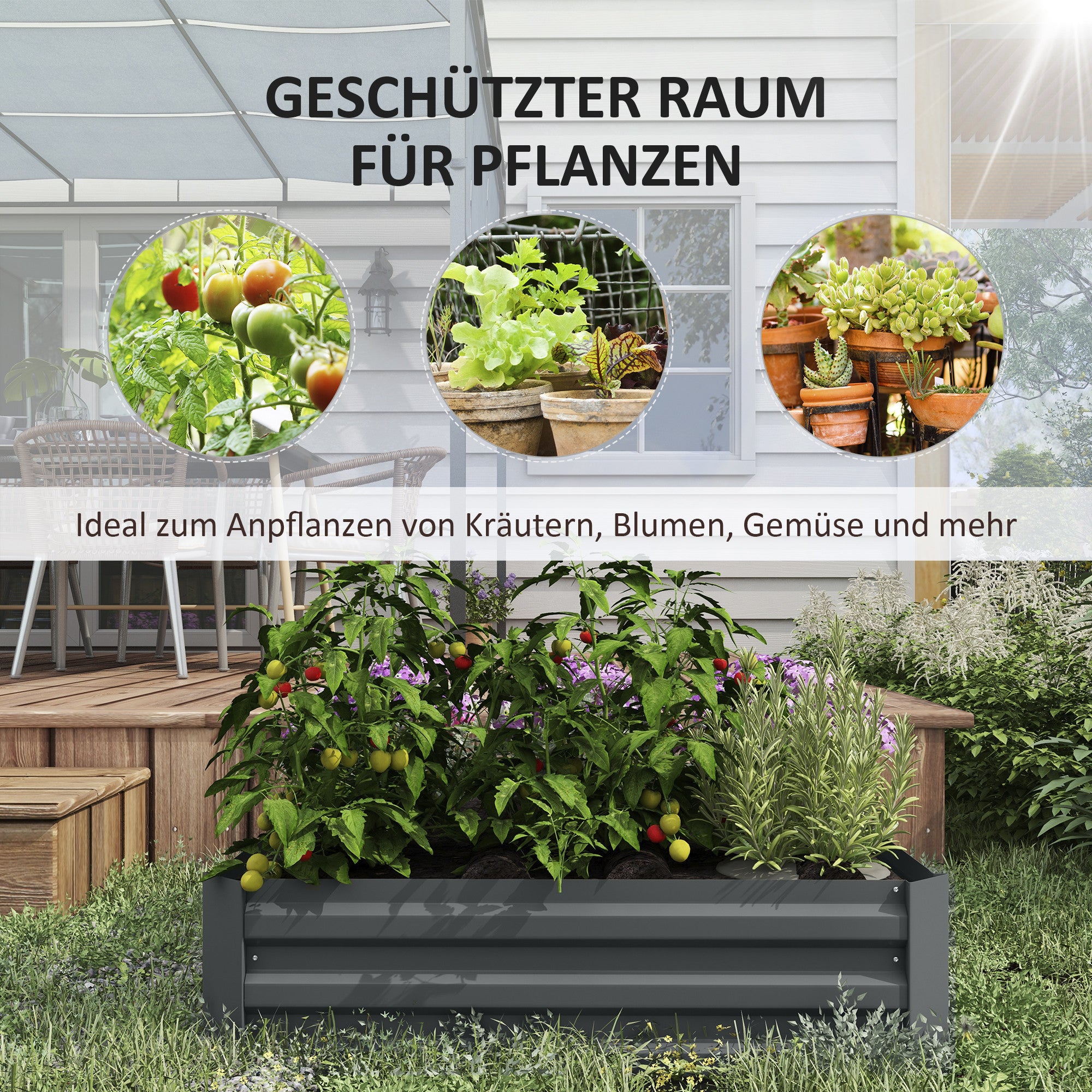 2 Piece Raised Bed Steel, Plant Bed Cold Frame Garden Bed Planter Box Stackable, Plant Pot Planter 100x100x30cm for Garden Balcony Terrace, Vegetable Bed for Flowers, Plants