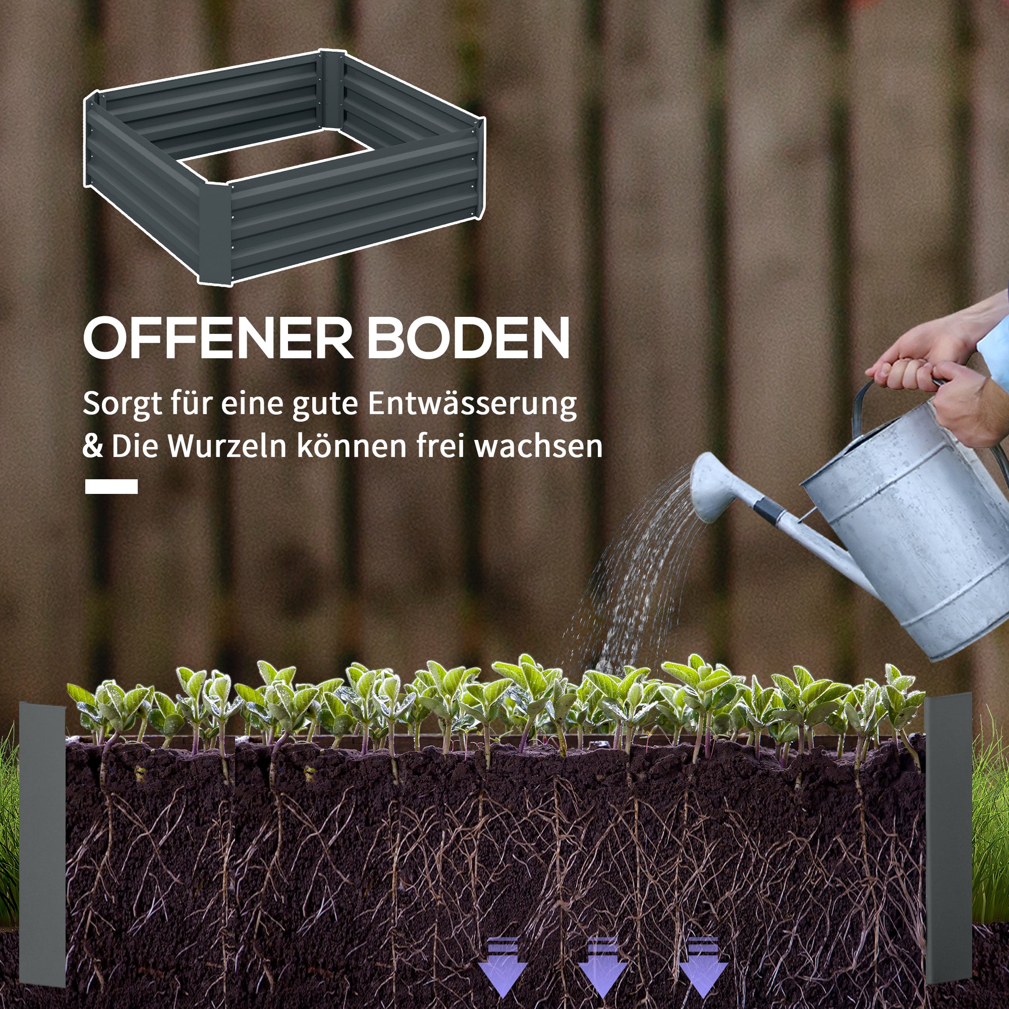 2 Piece Raised Bed Steel, Plant Bed Cold Frame Garden Bed Planter Box Stackable, Plant Pot Planter 100x100x30cm for Garden Balcony Terrace, Vegetable Bed for Flowers, Plants