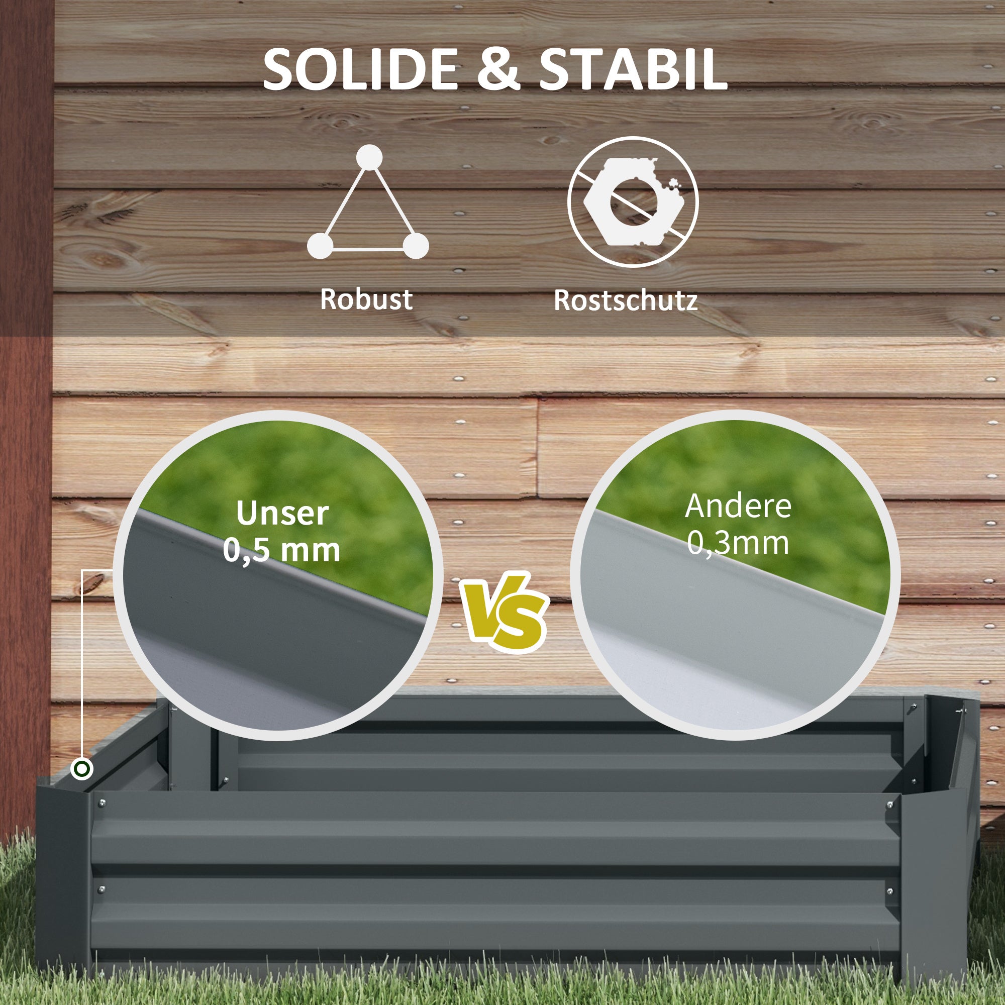 2 Piece Raised Bed Steel, Plant Bed Cold Frame Garden Bed Planter Box Stackable, Plant Pot Planter 100x100x30cm for Garden Balcony Terrace, Vegetable Bed for Flowers, Plants