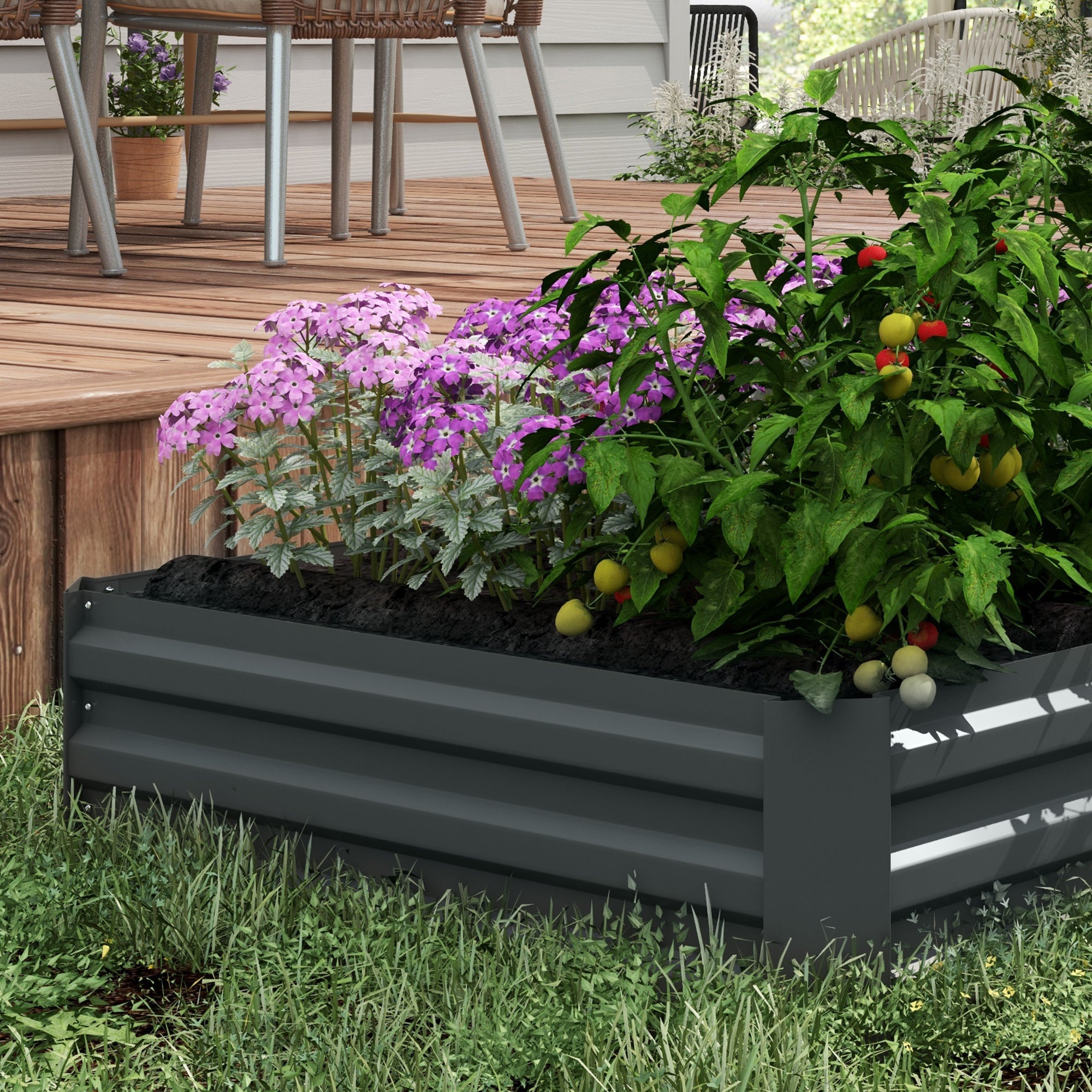 2 Piece Raised Bed Steel, Plant Bed Cold Frame Garden Bed Planter Box Stackable, Plant Pot Planter 100x100x30cm for Garden Balcony Terrace, Vegetable Bed for Flowers, Plants