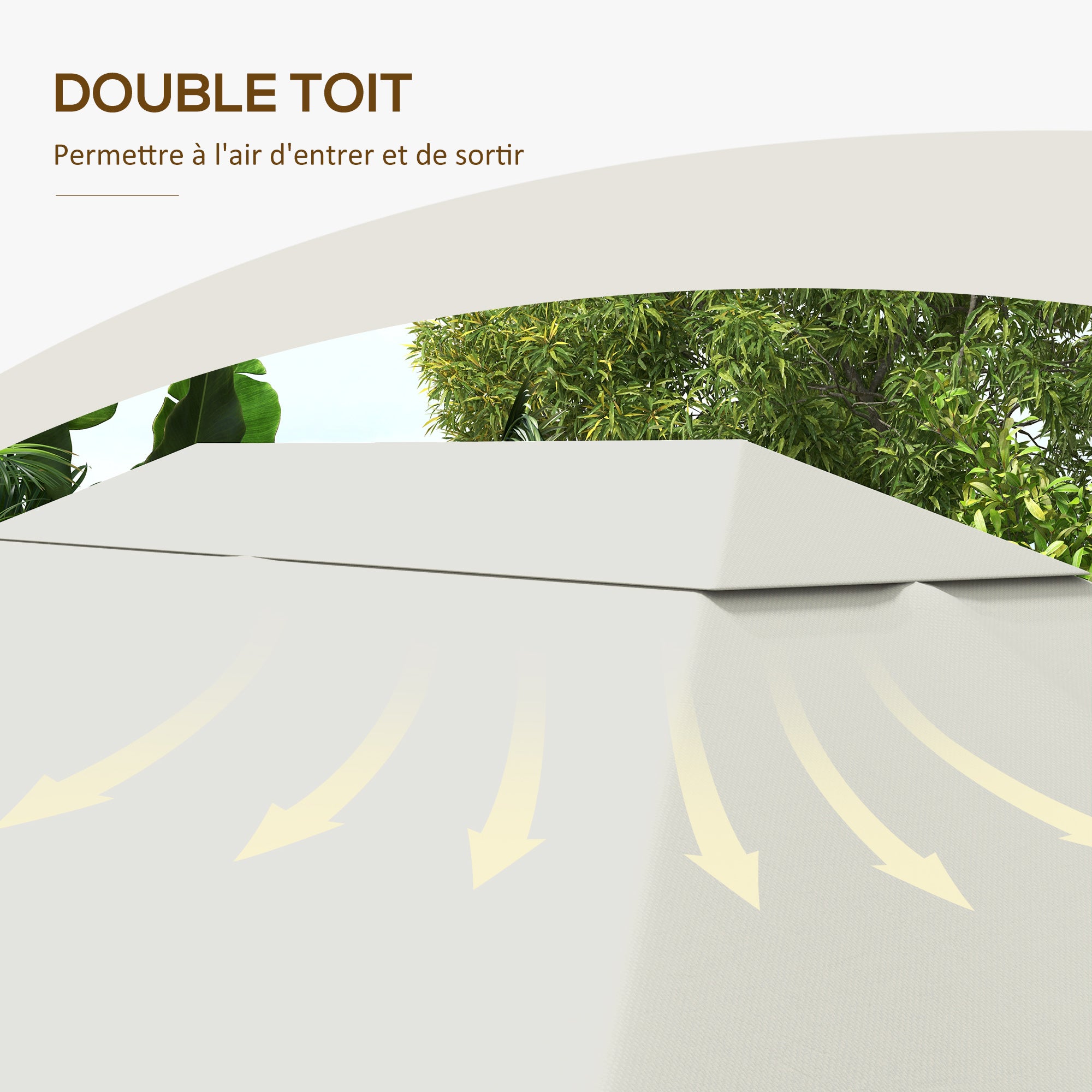 Replacement Canopy Cover for Gazebo Garden Tent Roof Polyester Fabric High Density 180 g/m² Anti-UV 3 x 4 m Cream
