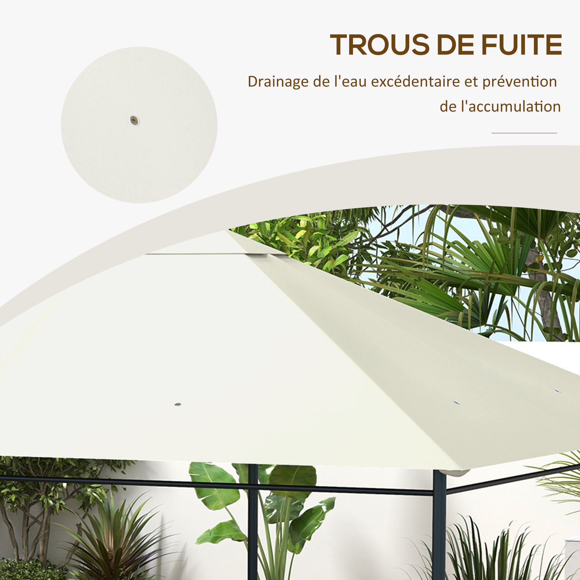 Replacement Canopy Cover for Gazebo Garden Tent Roof Polyester Fabric High Density 180 g/m² Anti-UV 3 x 4 m Cream