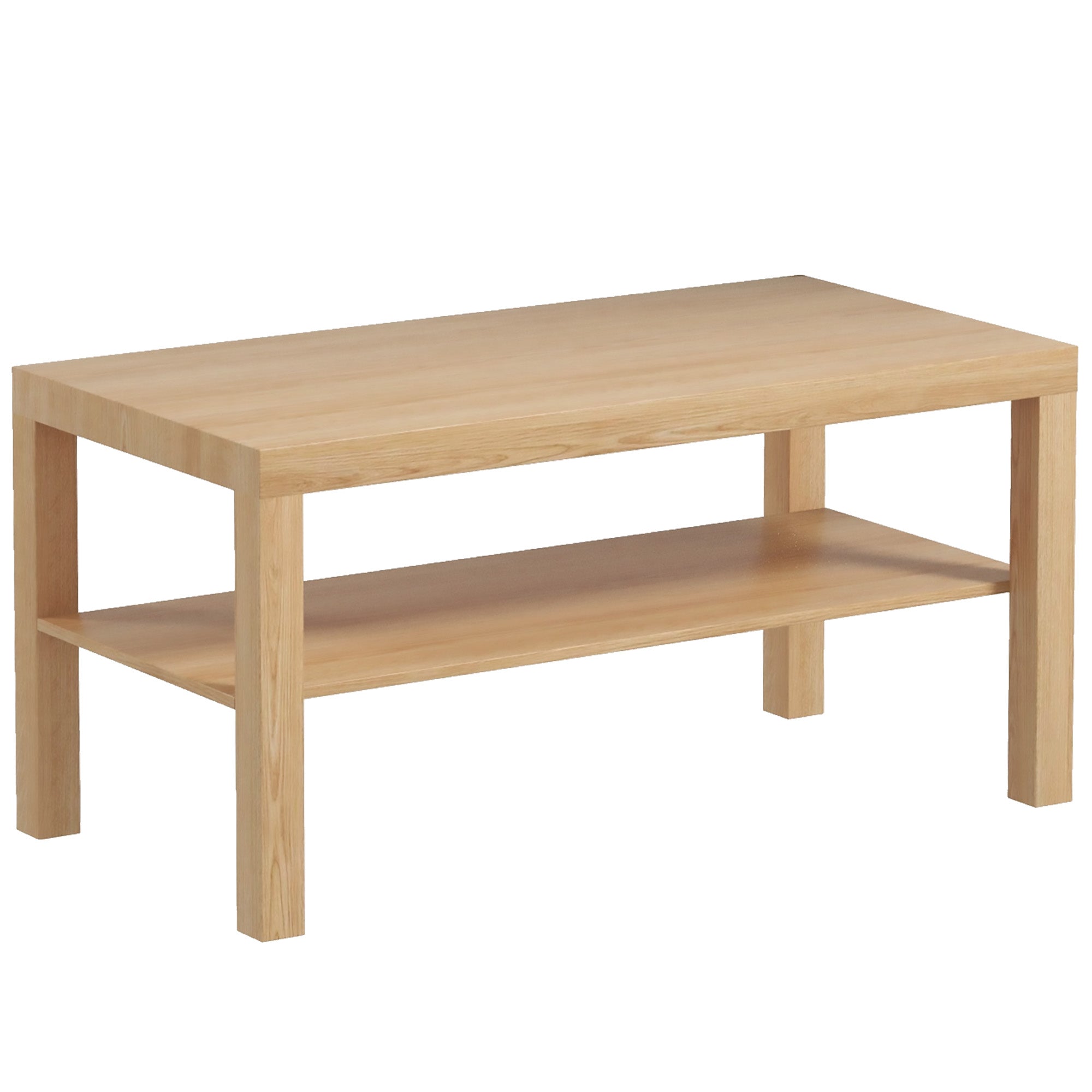 Coffee Table Low Table for Living Room with 2 Storage Shelves for Bedroom Living Room 90x45x44.5 cm Natural