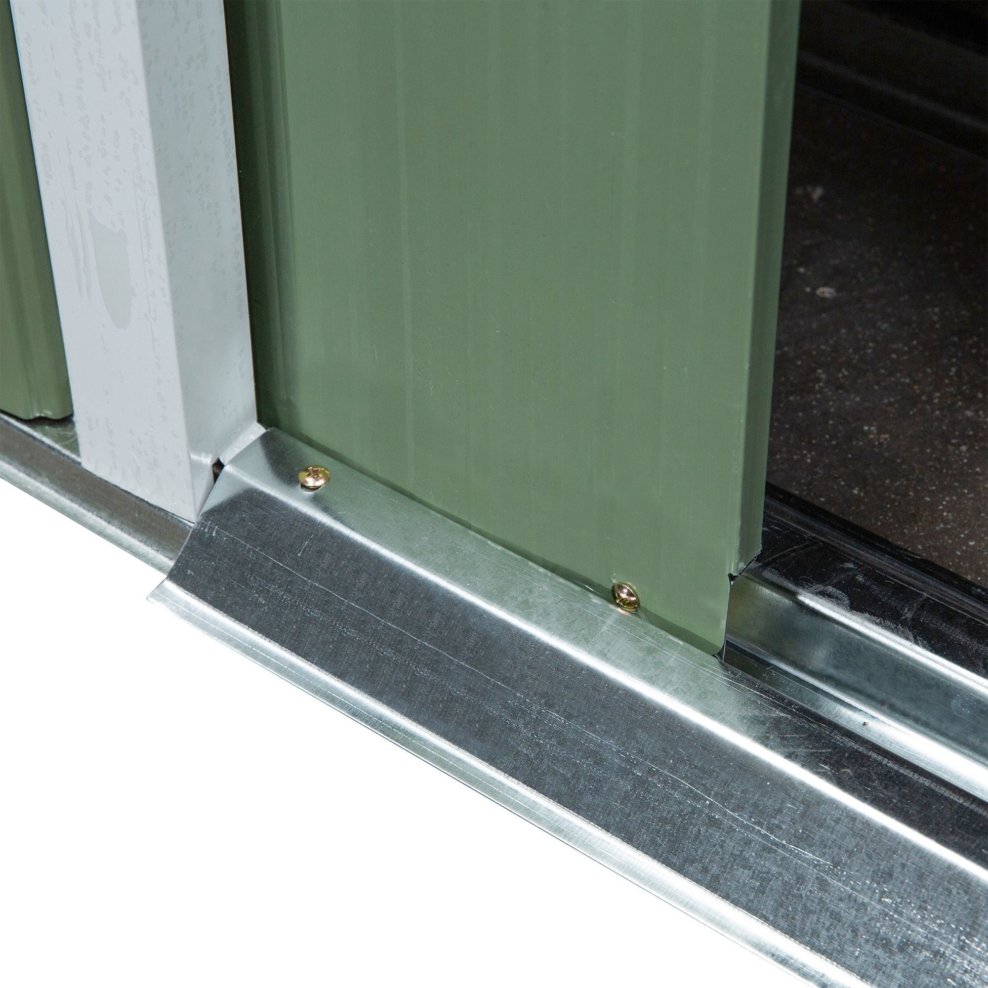 Tool Shed 2.42 m², Garden House with Ventilation Window, Sliding Door, Foundation, 213 x 130 x 159/172 cm, Tool Shed Made of Galvanized Steel, Weatherproof, for Garden, Green