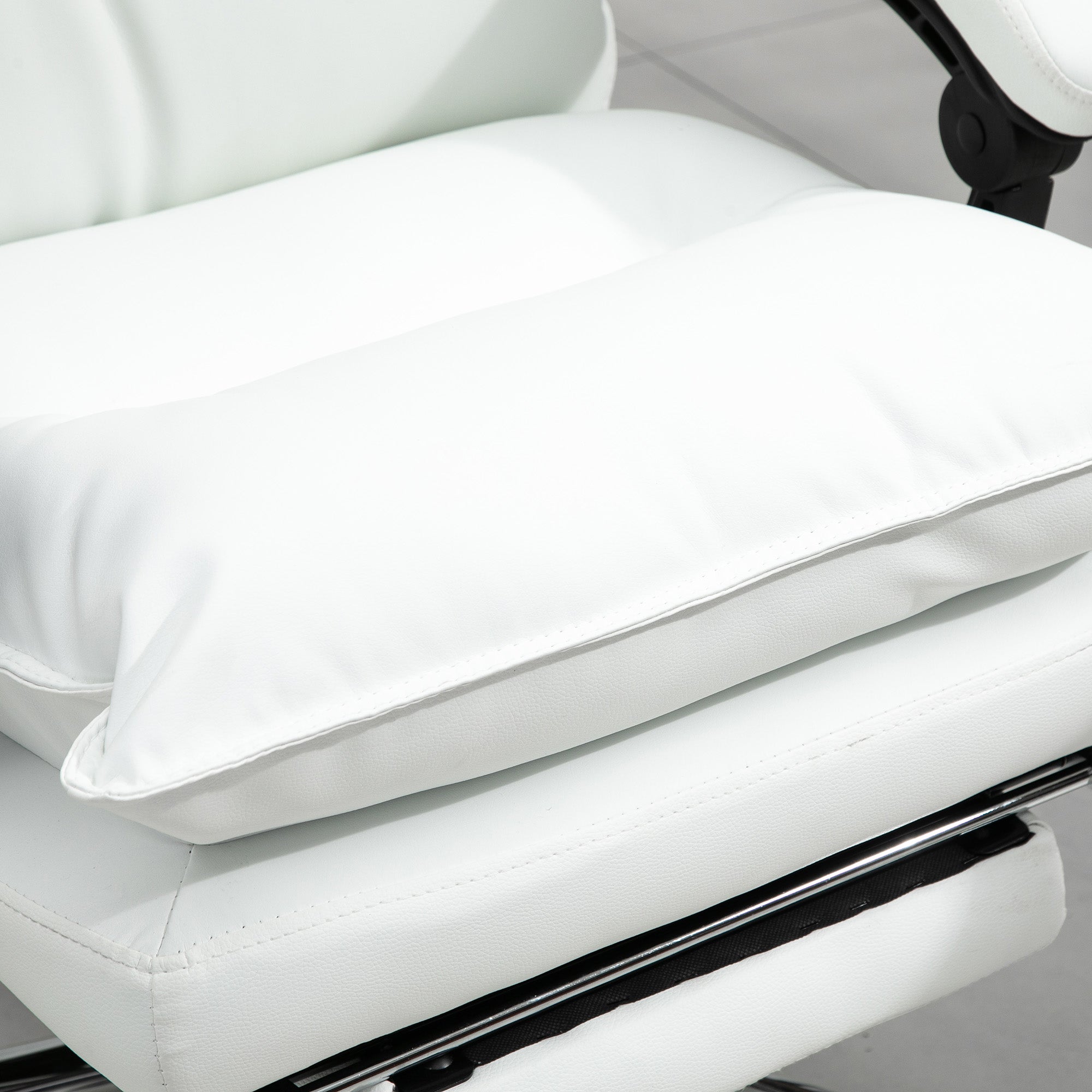 Office Chair with Recline Function, Ergonomic Desk Chair, Height Adjustable Swivel Chair with Footrest, Padded, Up to 135 kg Capacity, for Office, Study Room, White