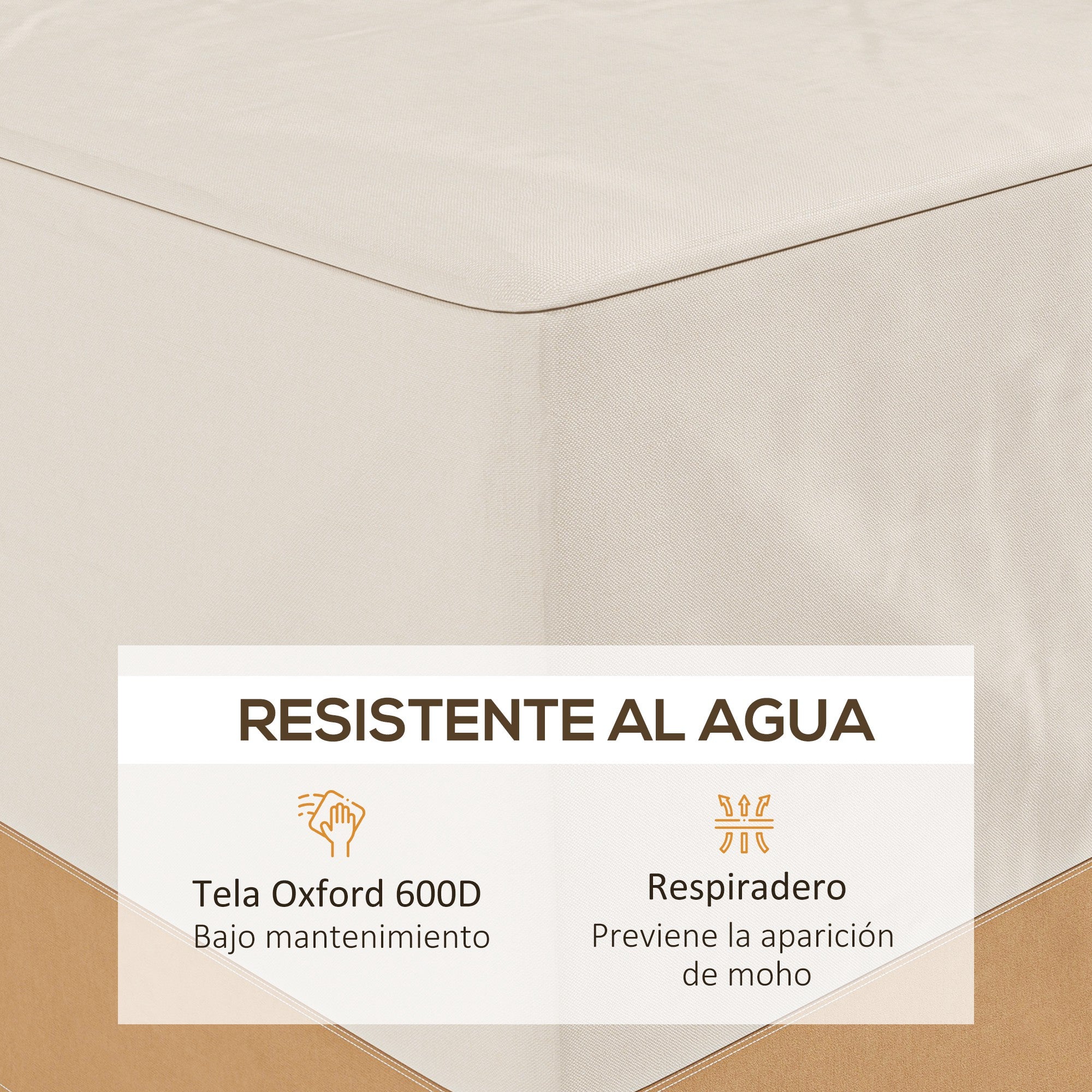 Garden Furniture Cover 275x208x78 Oxford 600D Waterproof Sofa Table Cover with 4 Ventilations 5 Handles and Beige Drawstring