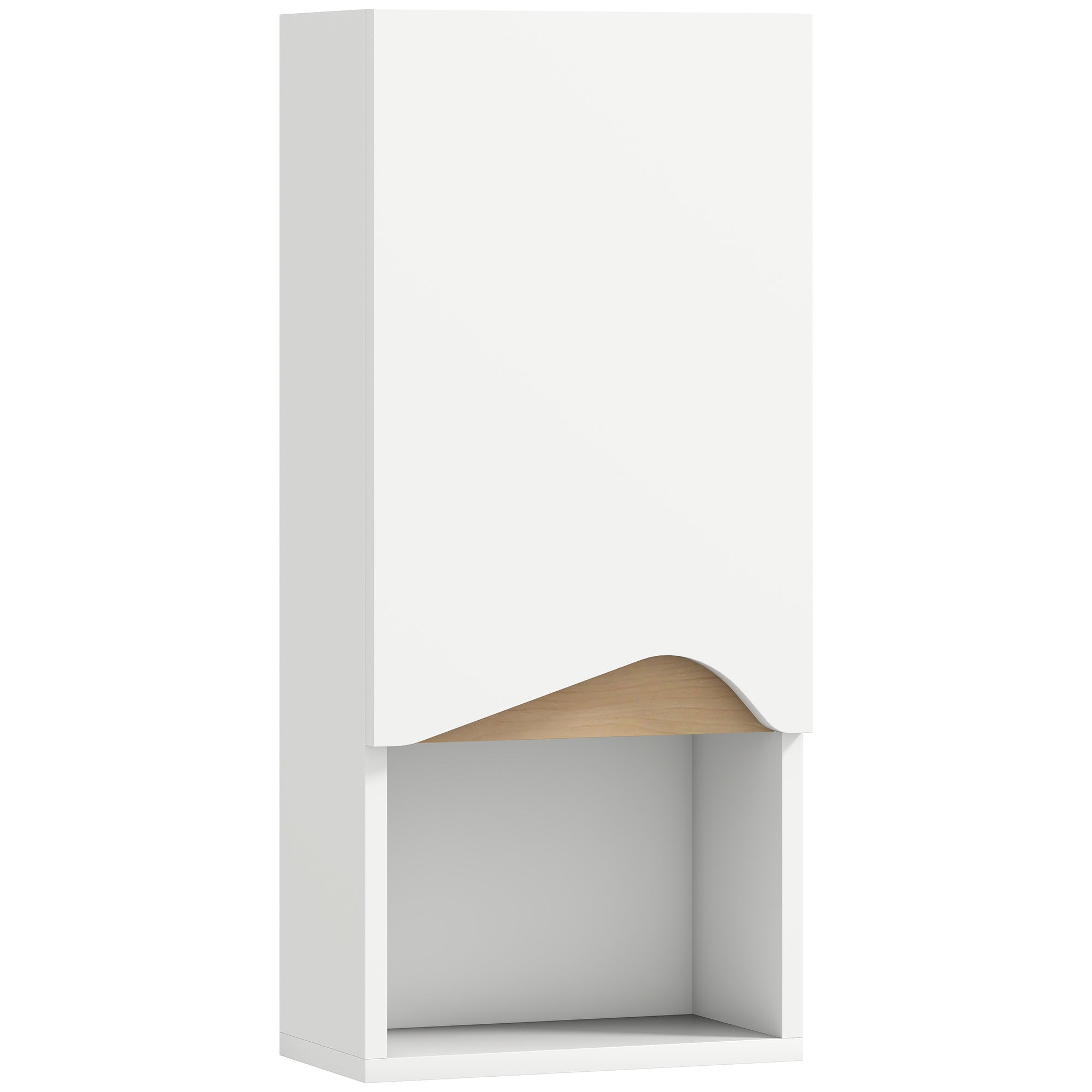Wall-Mounted Bathroom Cabinet — Soft-Close Door, Adjustable Shelves & Open Compartment, 30 x 17 x 67 cm (11.8" x 6.7" x 26.4") — White