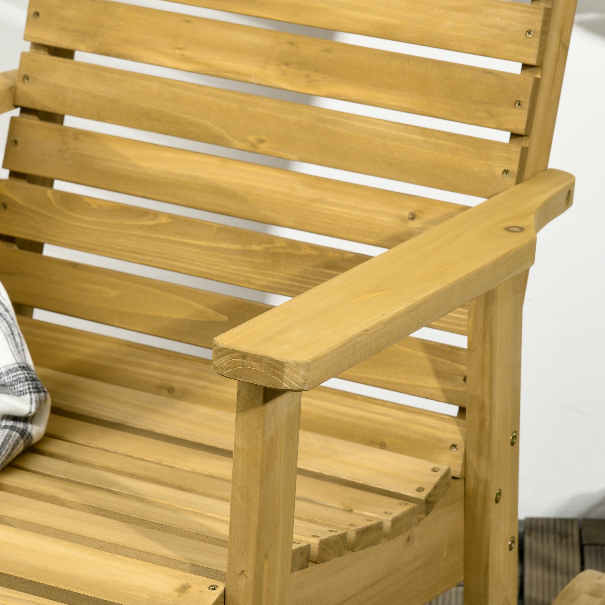 Rocking Chair Rocking Chair with Armrest Garden Chair Relax Chair for Balcony, Terrace, Weight Capacity up to 130 kg, Pine Wood, Light Brown 64 x 86 x 85 cm