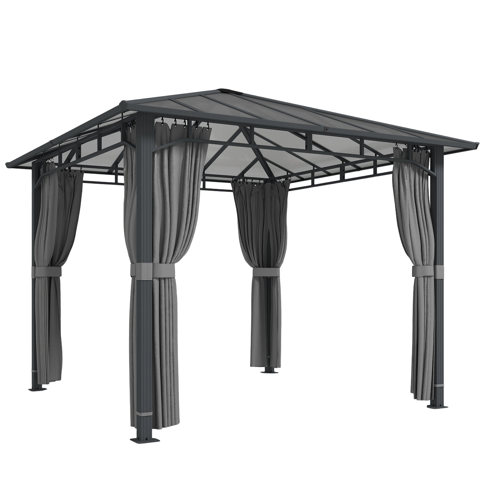 Garden Gazebo approx. 3 x 3 m Metal Gazebo with 6 mm Polycarbonate Roof, 4 Removable Sides, UV50+, Water-Resistant, Stable & Winterproof Hardtop Pergola - Dark Gray