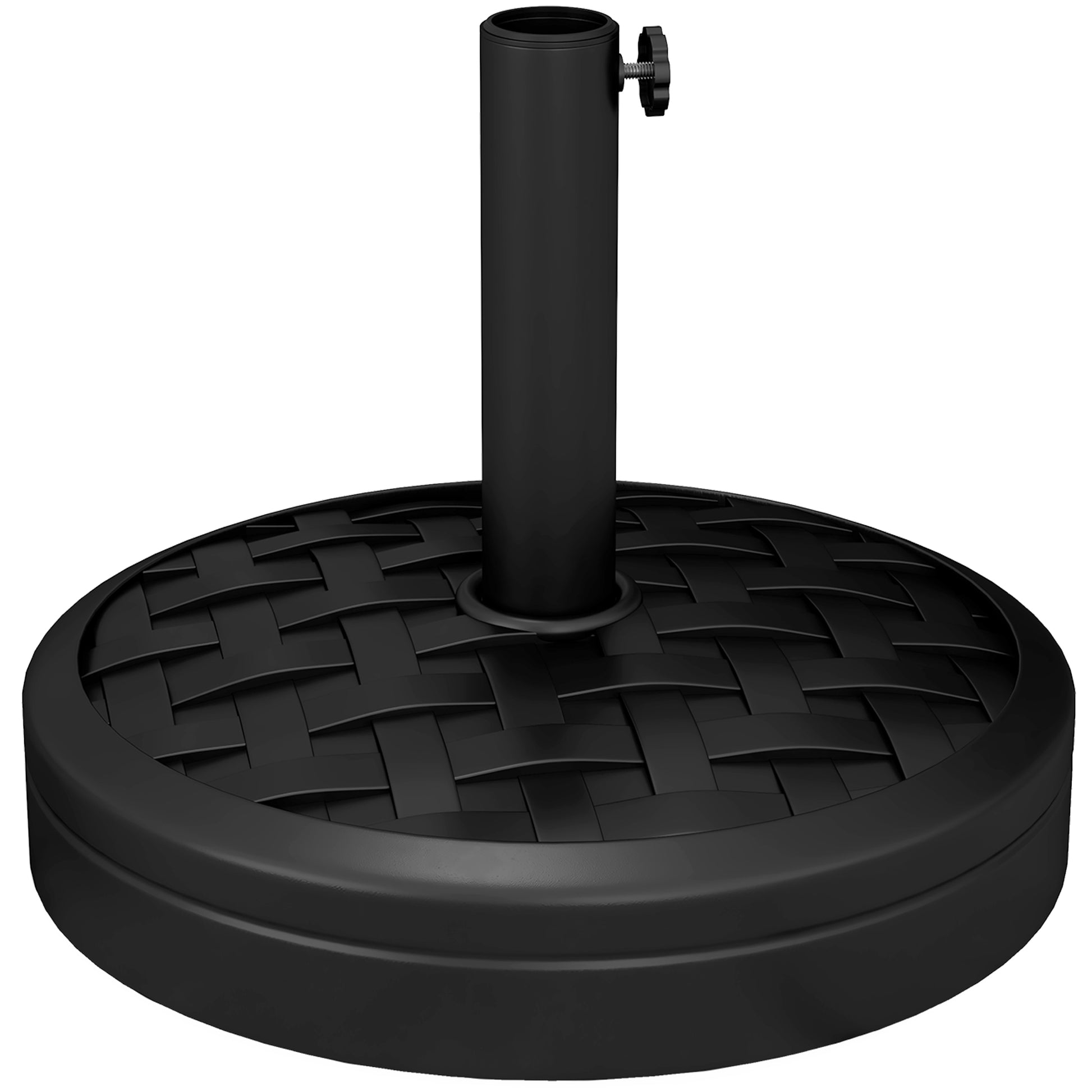 40 lbs Umbrella Base with Swivel Crank and Woven Design, Metal, HDPE, and Cement Stand, for Umbrella Poles Ø38/48 mm, Ø45x36 cm, Black