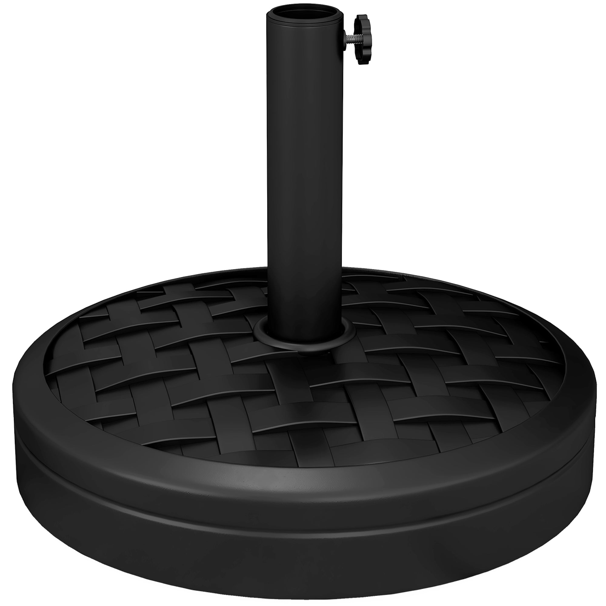 40 lbs Umbrella Base with Swivel Crank and Woven Design, Metal, HDPE, and Cement Stand, for Umbrella Poles Ø38/48 mm, Ø45x36 cm, Black