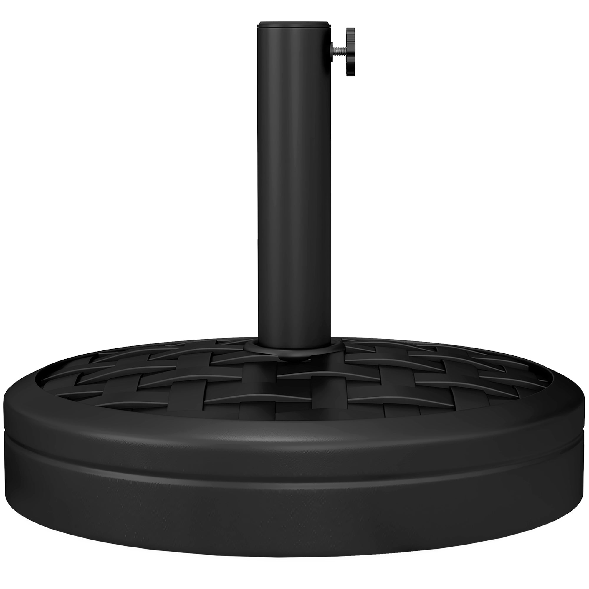 40 lbs Umbrella Base with Swivel Crank and Woven Design, Metal, HDPE, and Cement Stand, for Umbrella Poles Ø38/48 mm, Ø45x36 cm, Black