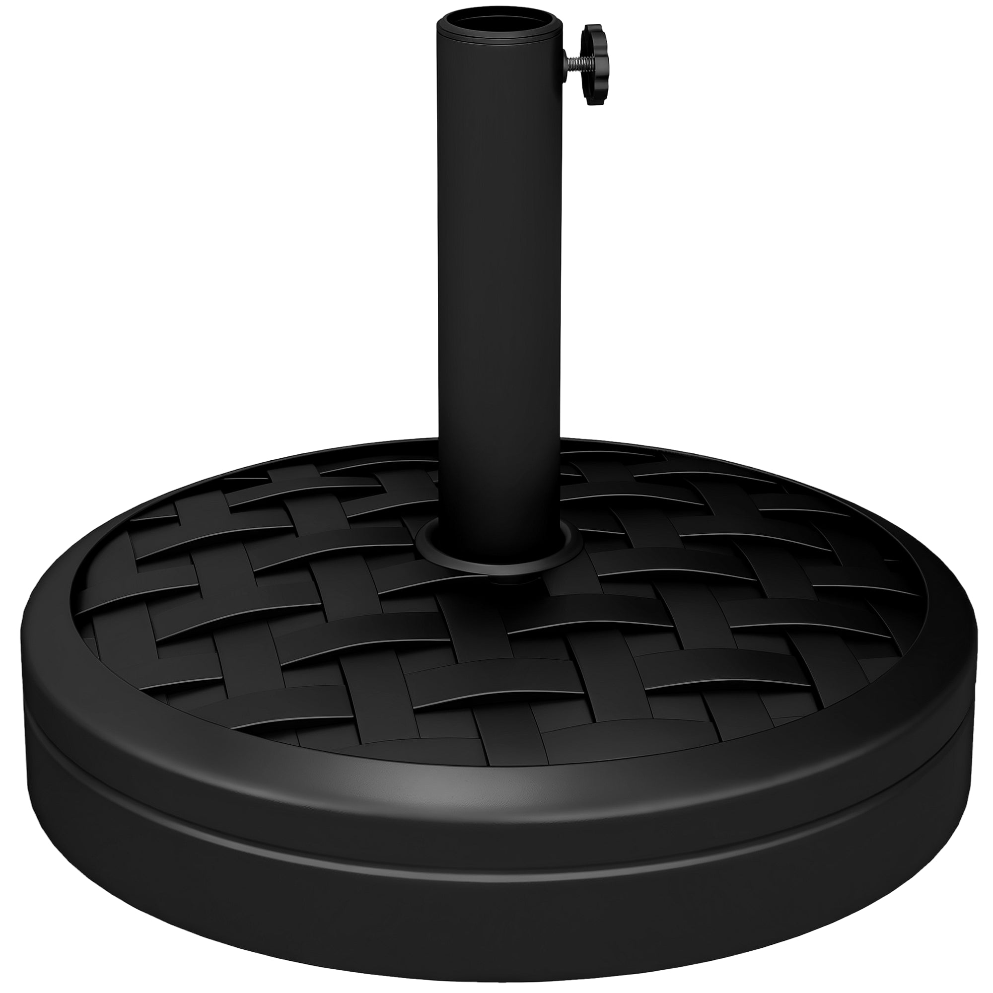 40 lbs Umbrella Base with Swivel Crank and Woven Design, Metal, HDPE, and Cement Stand, for Umbrella Poles Ø38/48 mm, Ø45x36 cm, Black