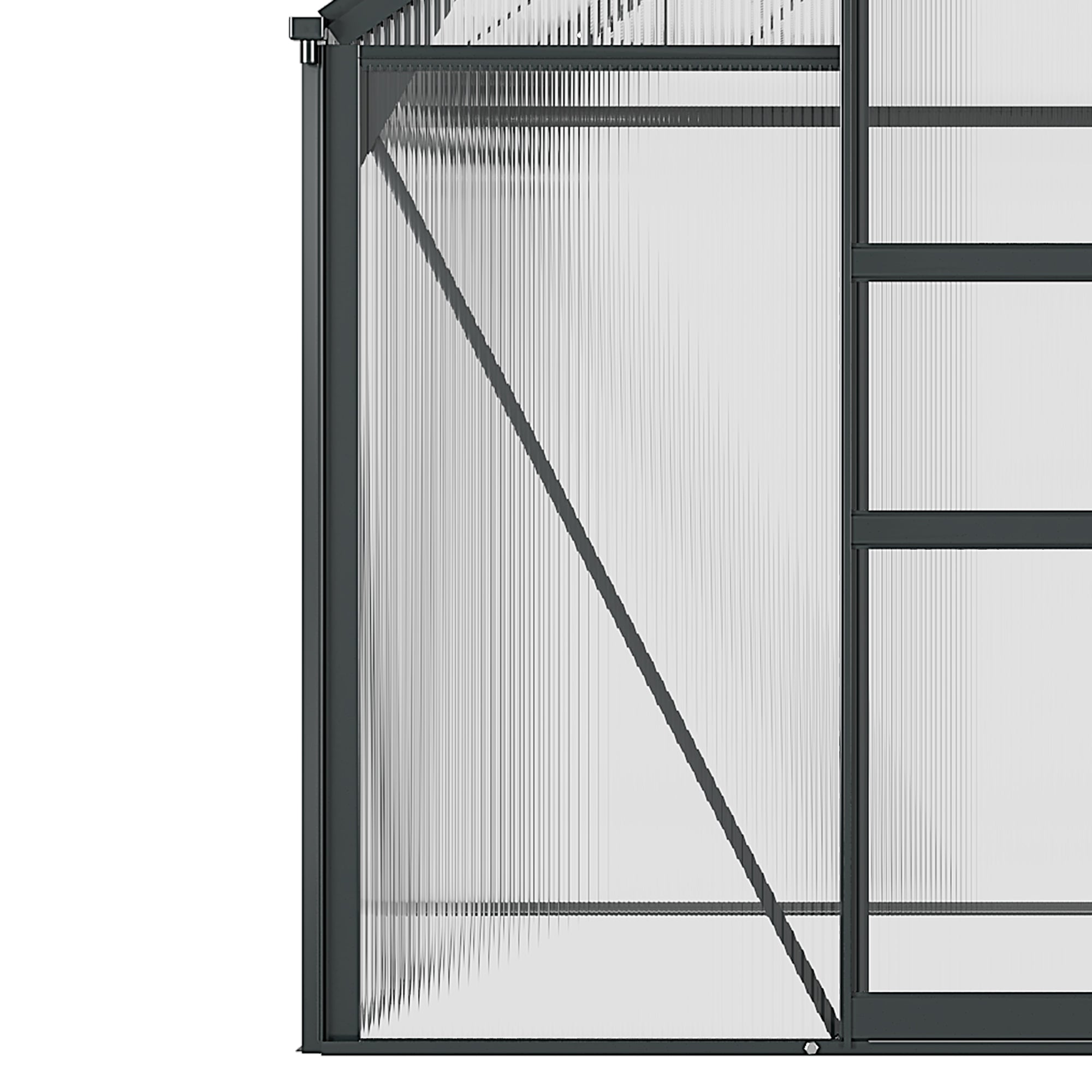 Polycarbonate Garden Greenhouse 3.65m² Aluminum Greenhouse for Garden 190 x 192 x 201 cm UV-Resistant, with Reinforced Foundation, Gutter, Skylight, and Sliding Door, Gray
