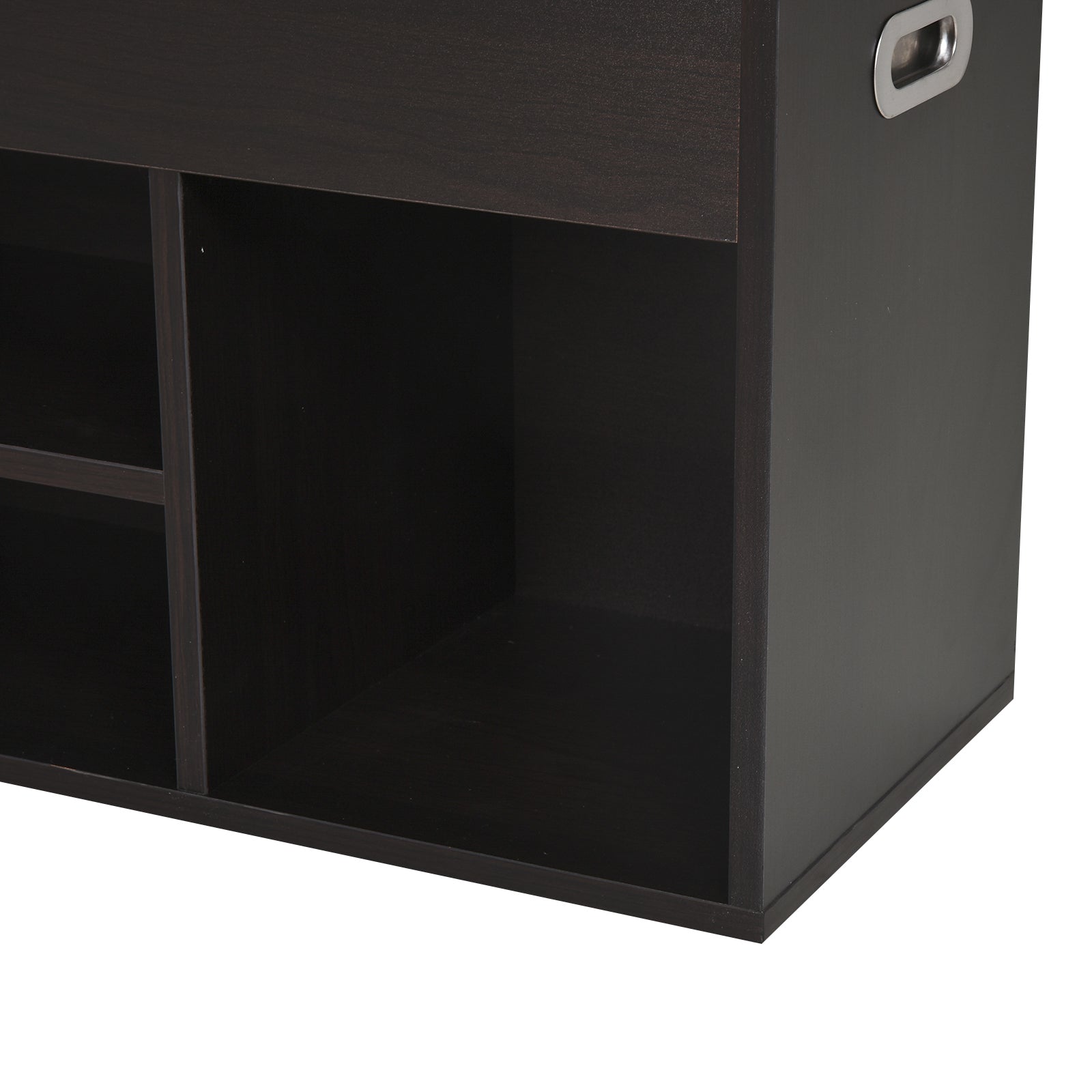 Padded Entryway Shoe Cabinet, Entryway Cabinet with Shoe Rack, with 3 Compartments, PU Leather Seat, for Living Room and Hallway, 80x30x43 cm, Black