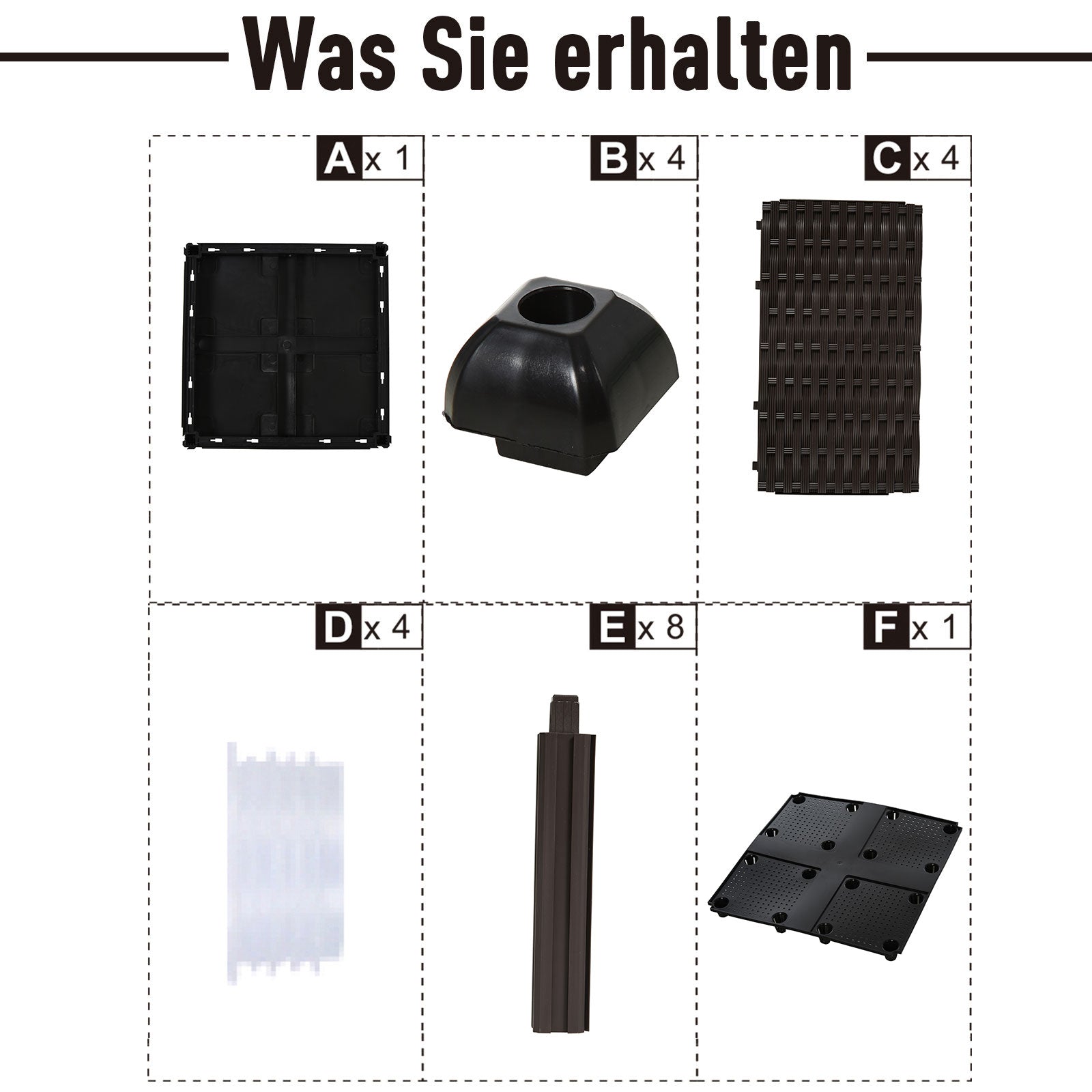 Raised Bed, Planter Box with Drainage Holes, Flower Box in Rattan-Look, Plastic, Brown, 40 x 40 x 44 cm