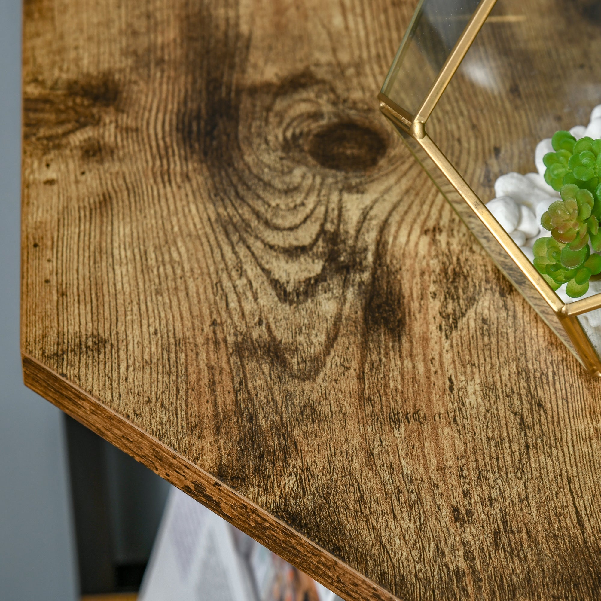 Wall-Mounted Corner Bookcase, Industrial Style Shelf in Wood and Metal with 5 Shelves, 39x39x175cm, Rustic Brown
