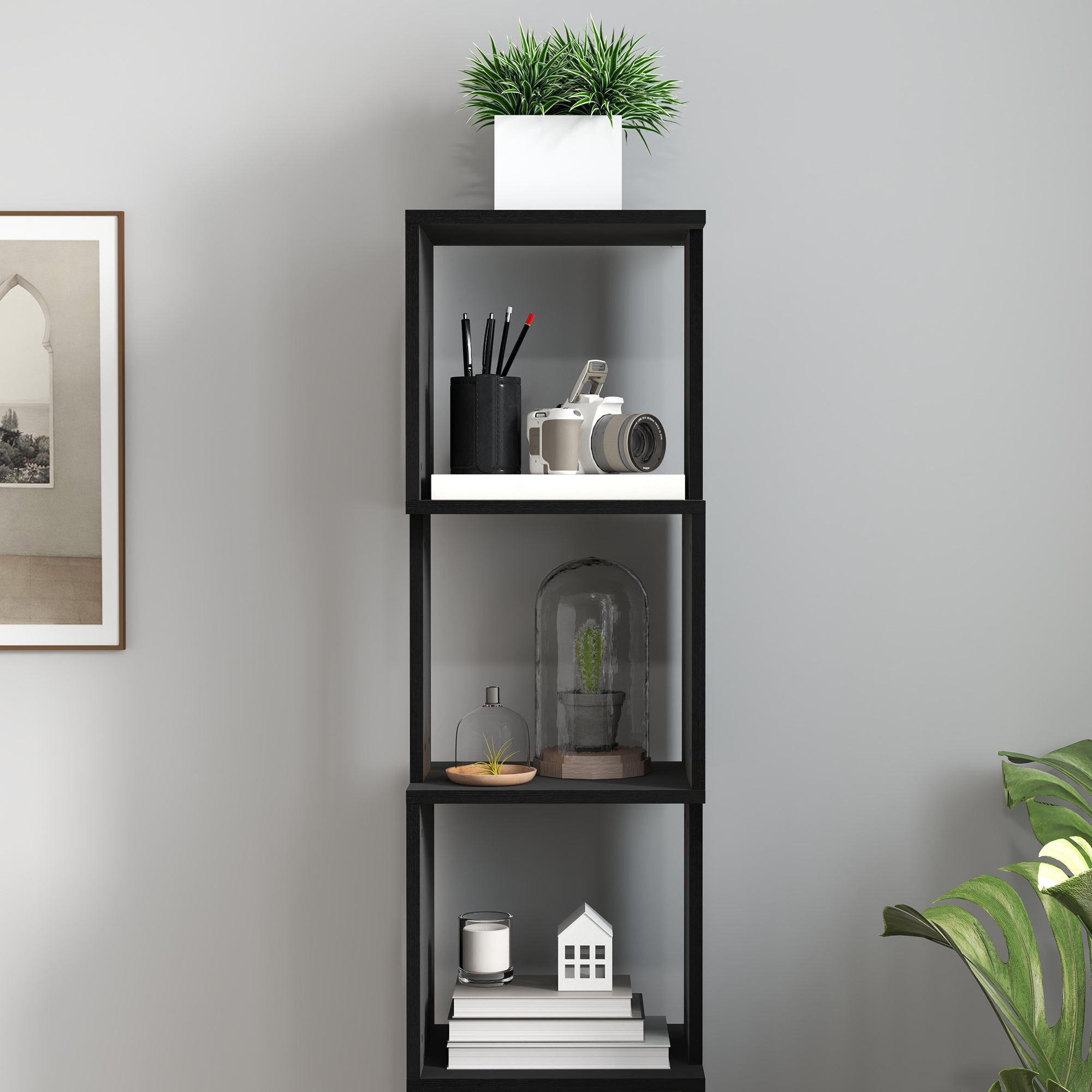 5-Tier Wooden Bookshelf Storage Shelf, Cube Storage Shelf for Living Room, Home Office, 33 x 28 x 161 cm, Black