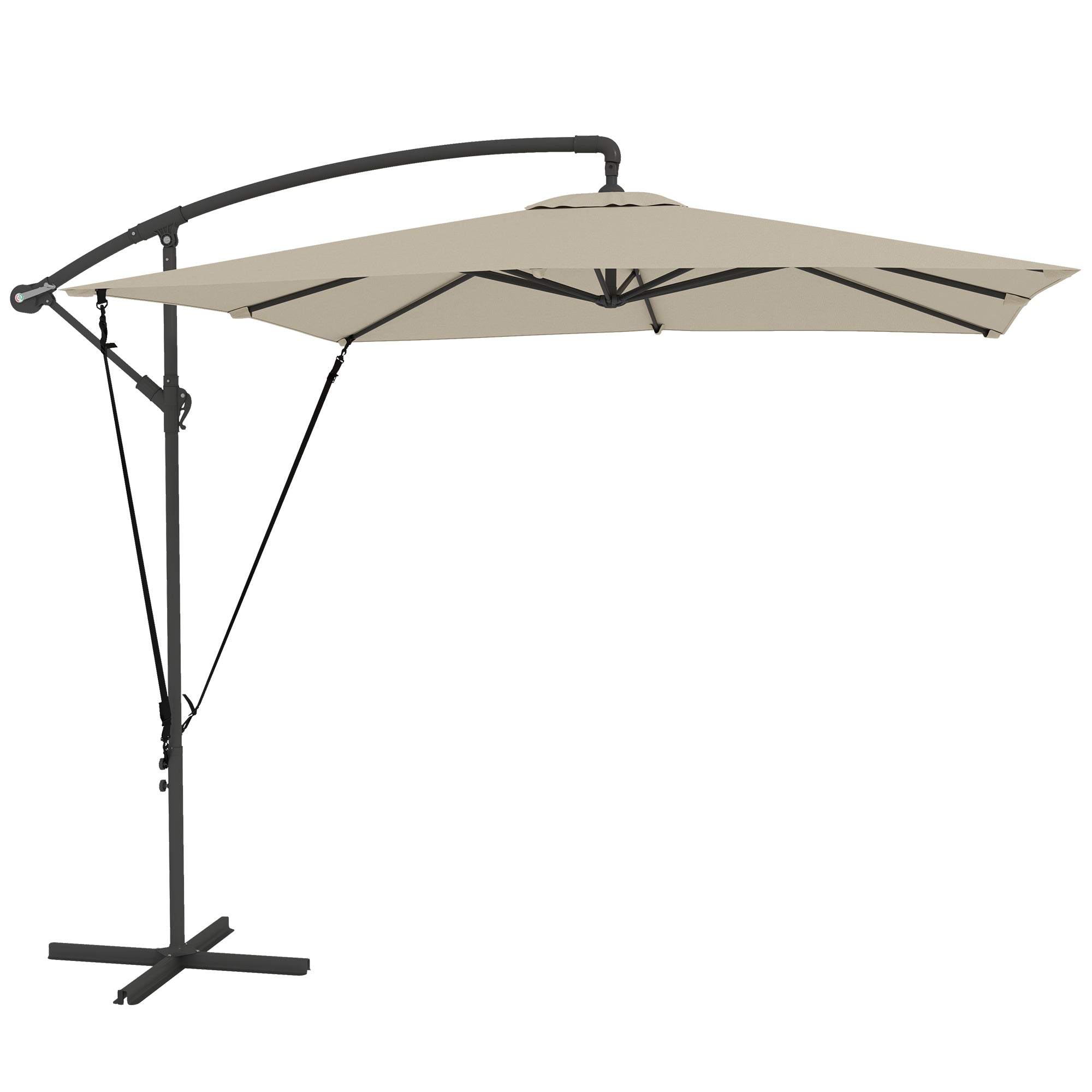 Eccentric Parasol 97.2x97.2 inches Garden Umbrella with Cross Base Adjustable Cover Crank Protective Cover and Anti-UV 50+ Wind Cord Umbrella for Terrace Patio Khaki