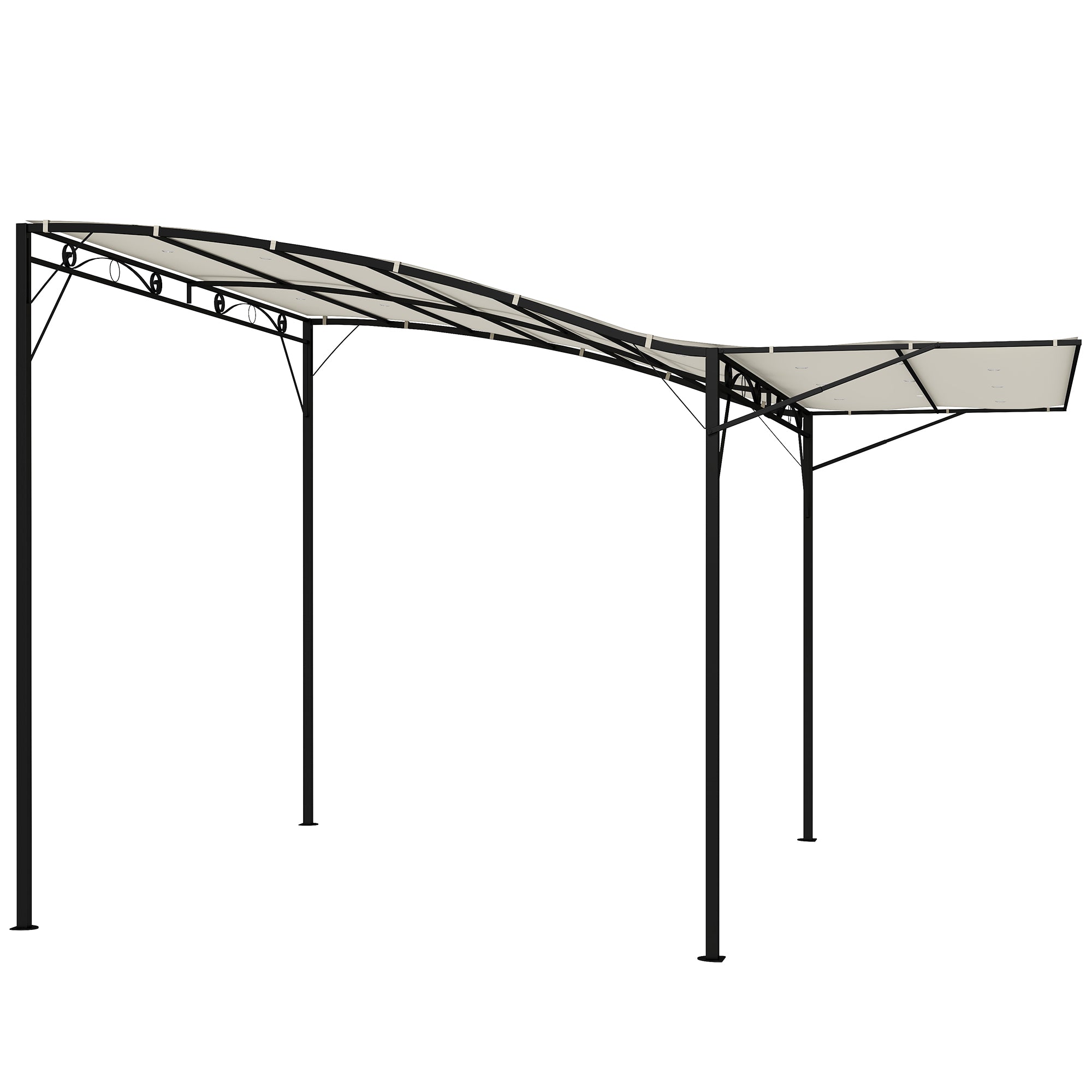 Pergola Pavilion 3x2.5m Steel Water Resistant Sun Protection with Adjustable Roof Wall Mounting Garden Pavilion Freestanding Patio Cover Canopy for Garden Balcony Cream White