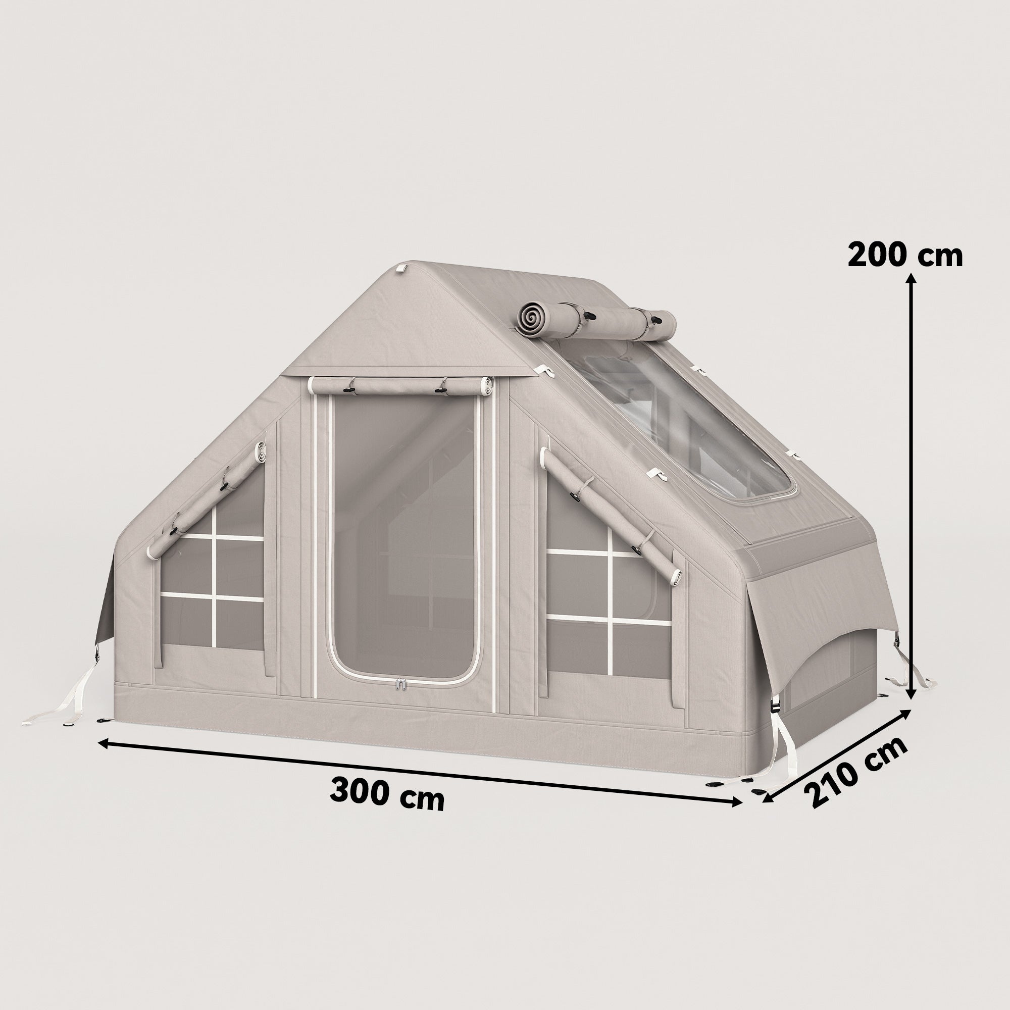 Inflatable Tent for 5–8 People — Quick Setup, 8000mm Waterproof & Windproof, Air Tent with Pump, Stove Jack, Roof Window, Scratch-Resistant Oxford Floor