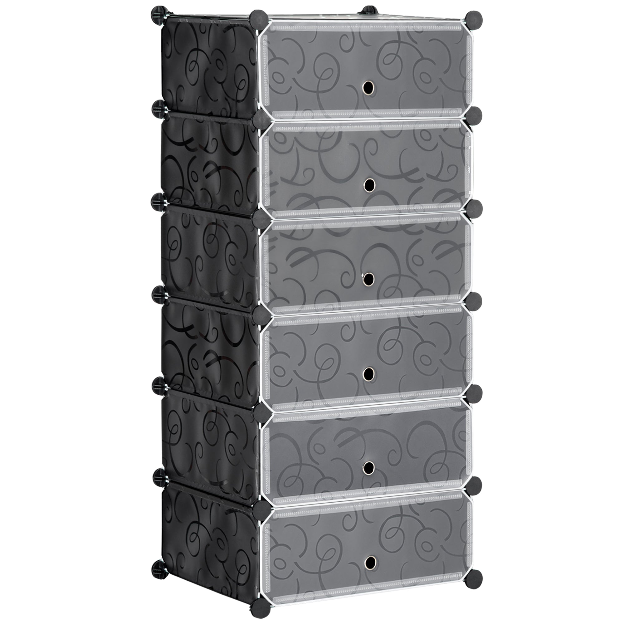 Plastic Shoe Rack Storage Shelf for 6 Pairs of Shoes Shoe Box for Hallway DIY Cube Shelf Shoe Storage Black 49 x 36.5 x 108cm