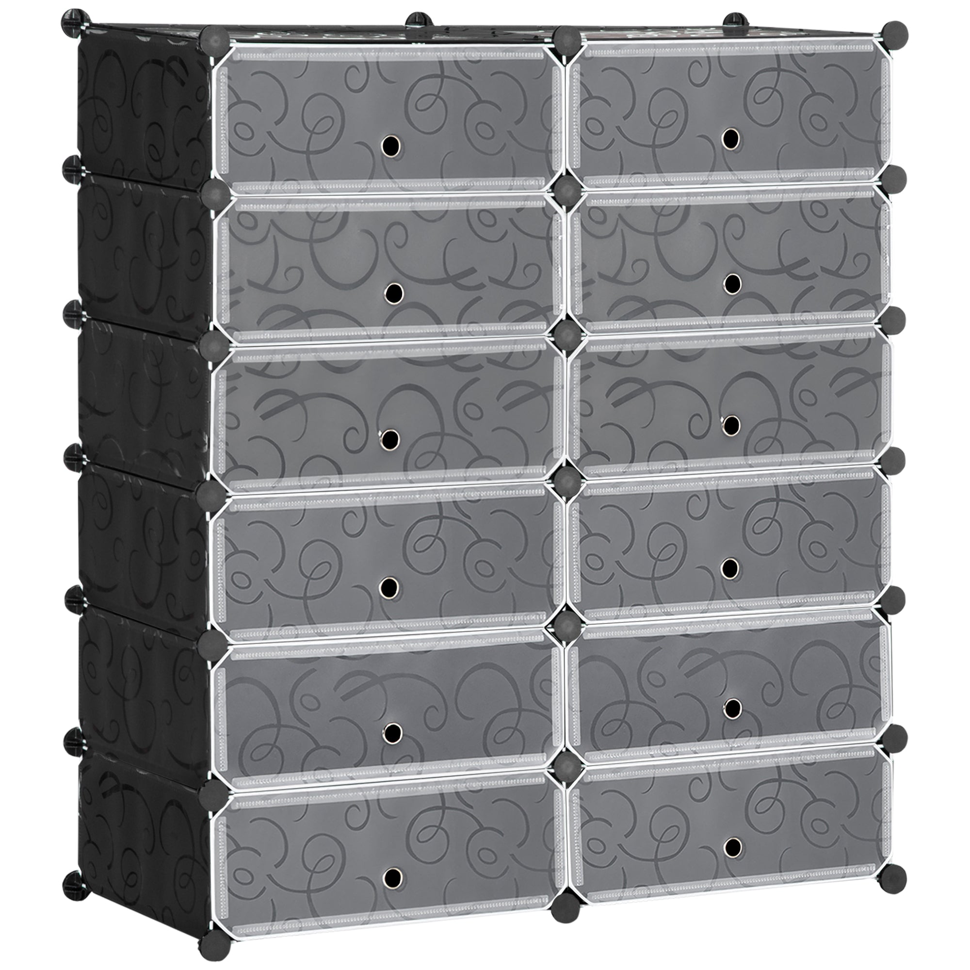 Shoe Cabinet with 12 Compartments Modular Rack for 12 Pairs of Shoes DIY Shoe Storage for Hallway Black 49 x 37 x 108 cm