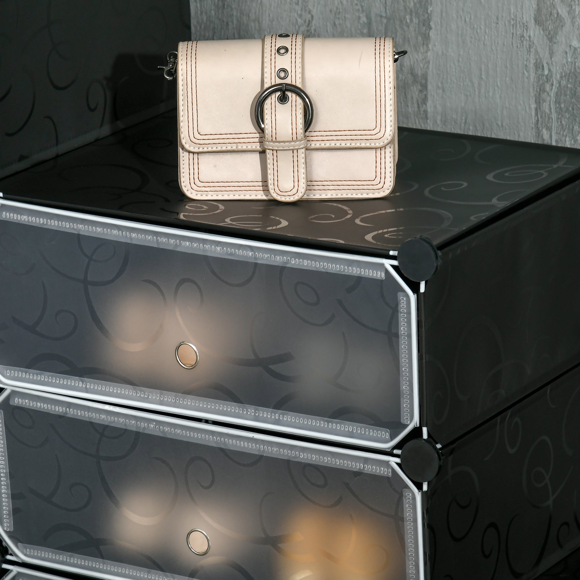 Shoe Cabinet with 12 Compartments Modular Rack for 12 Pairs of Shoes DIY Shoe Storage for Hallway Black 49 x 37 x 108 cm