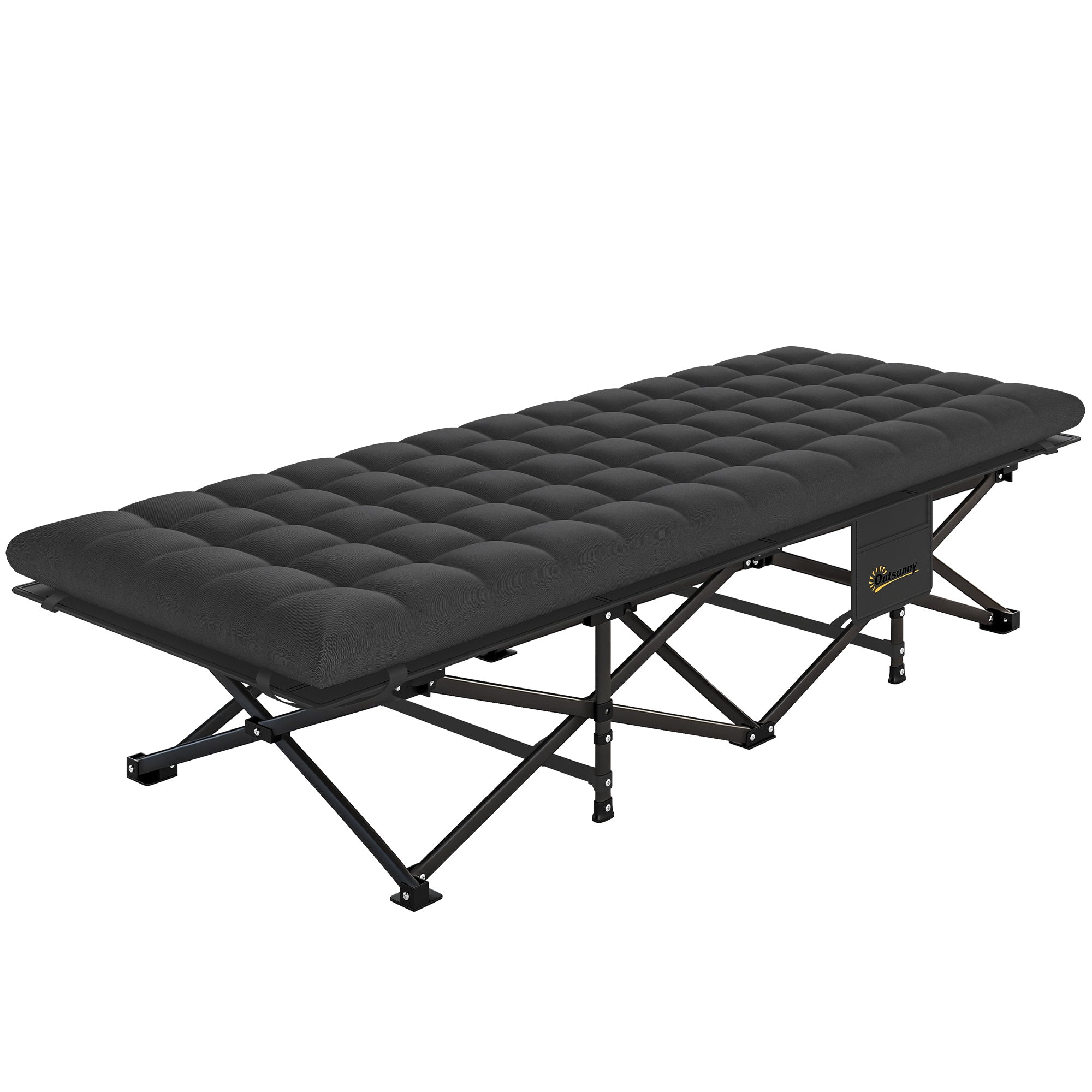 Folding Camping Cot with Carry Bag, 200 x 80 x 40 cm (78.7" x 31.5" x 15.7"), Up to 200 kg (441 lb) – Guest Bed for Adults, Indoor/Outdoor/Travel, Black