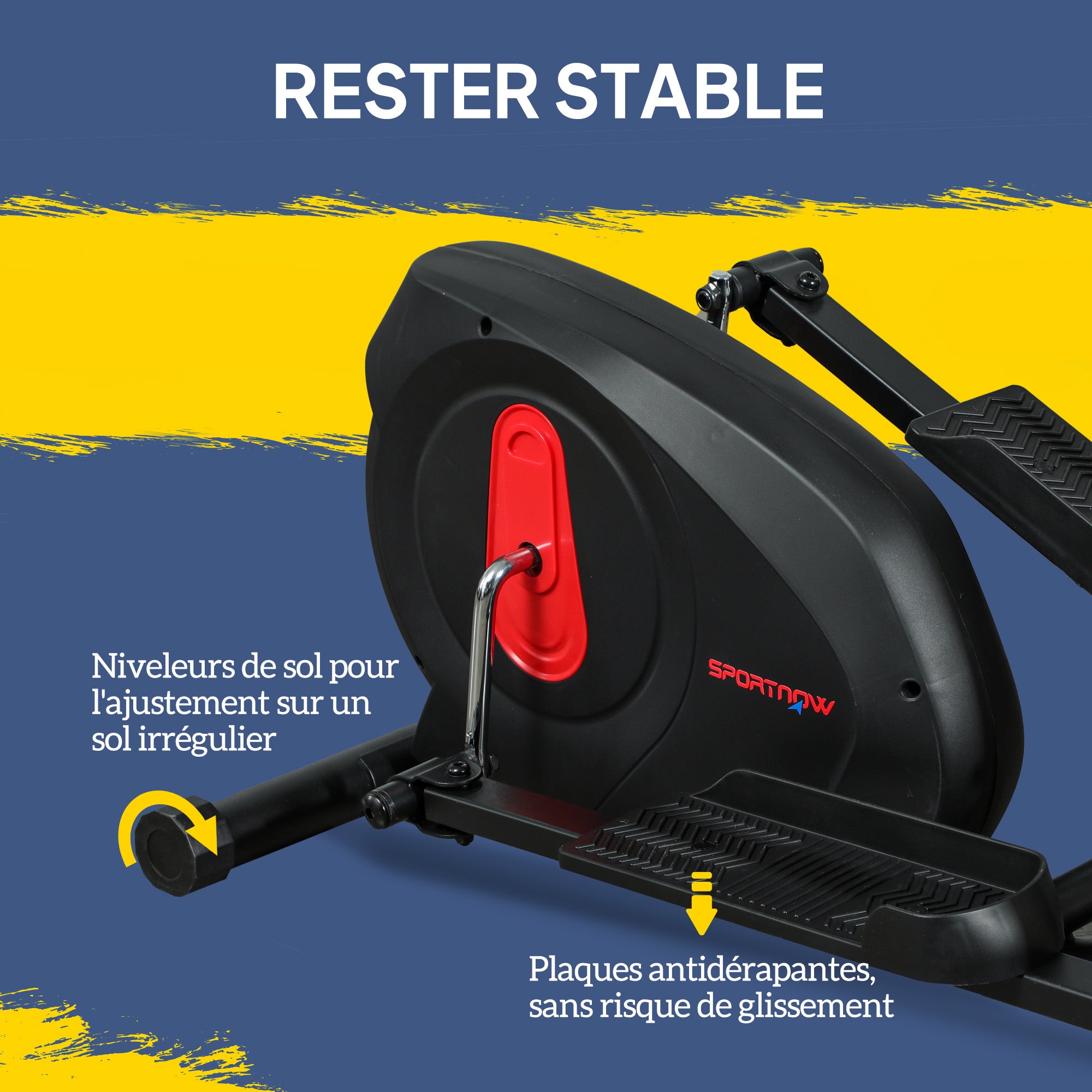 SPORTNOW Ultra Quiet Home Elliptical Bike, Magnetic Elliptical Bike with 8 Levels of Resistance, Elliptical Bike with LED Screen, Pulse Sensor, Bottle Holder and Wheels, Black