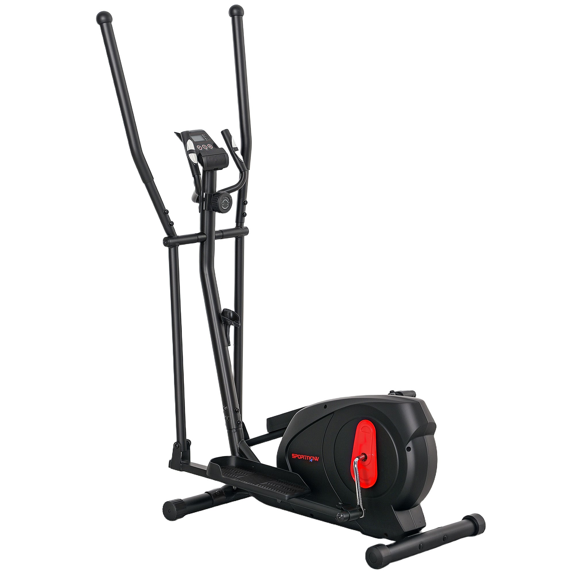 SPORTNOW Ultra Quiet Home Elliptical Bike, Magnetic Elliptical Bike with 8 Levels of Resistance, Elliptical Bike with LED Screen, Pulse Sensor, Bottle Holder and Wheels, Black